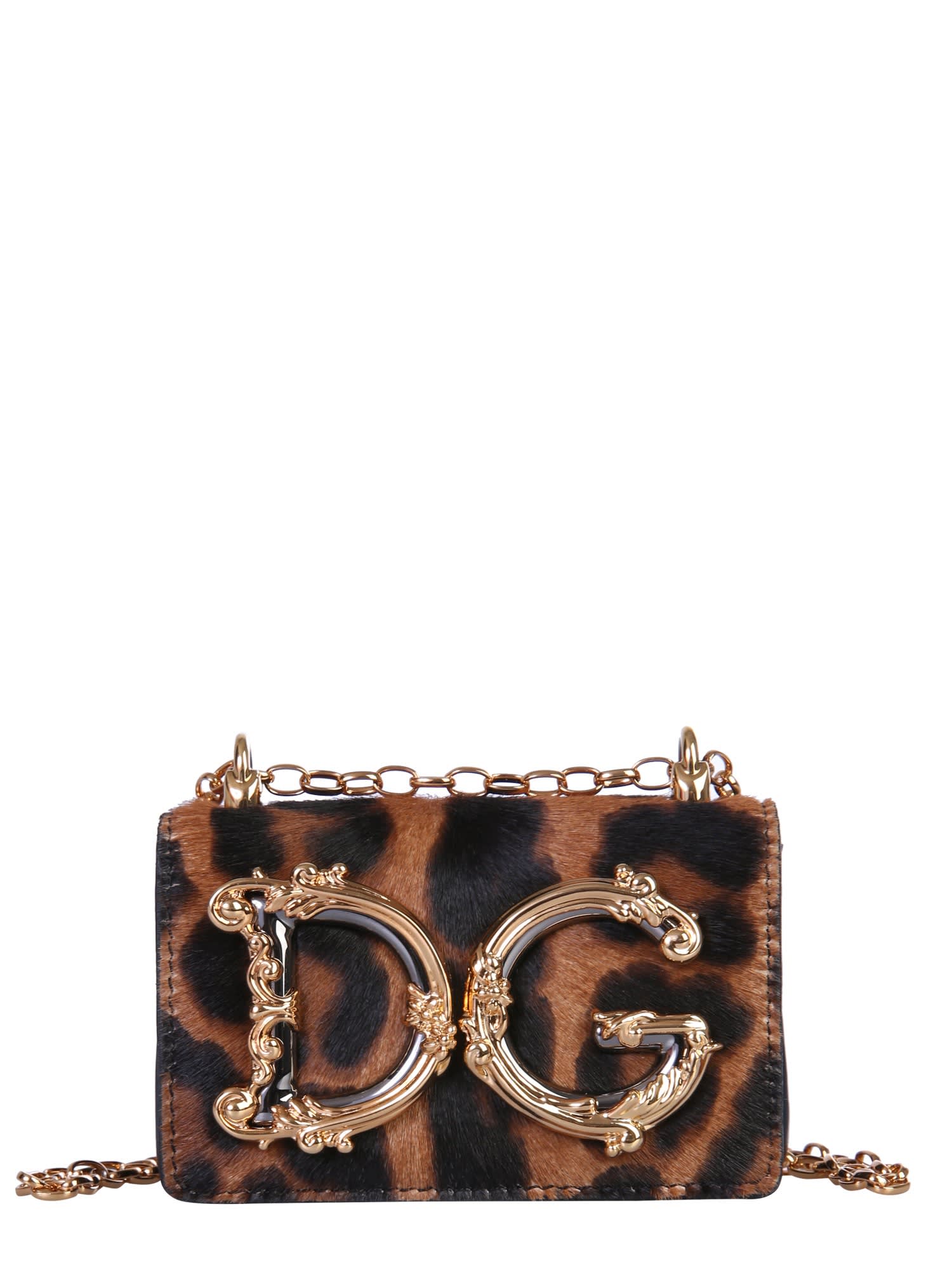 Dolce & Gabbana Micro Girls Crossbody Bag In Animalier