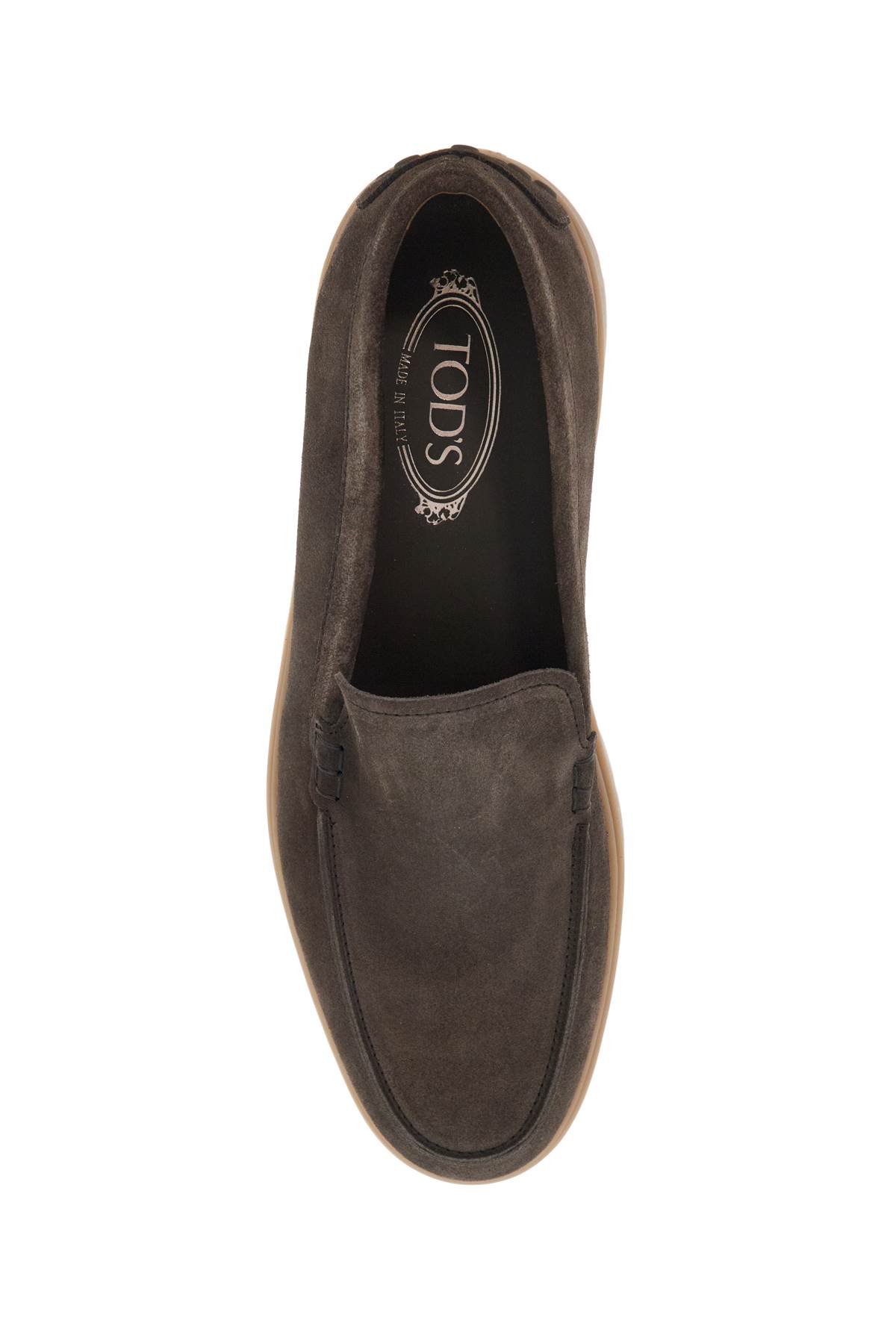 Shop Tod's Suede Loafers In Fango (brown)