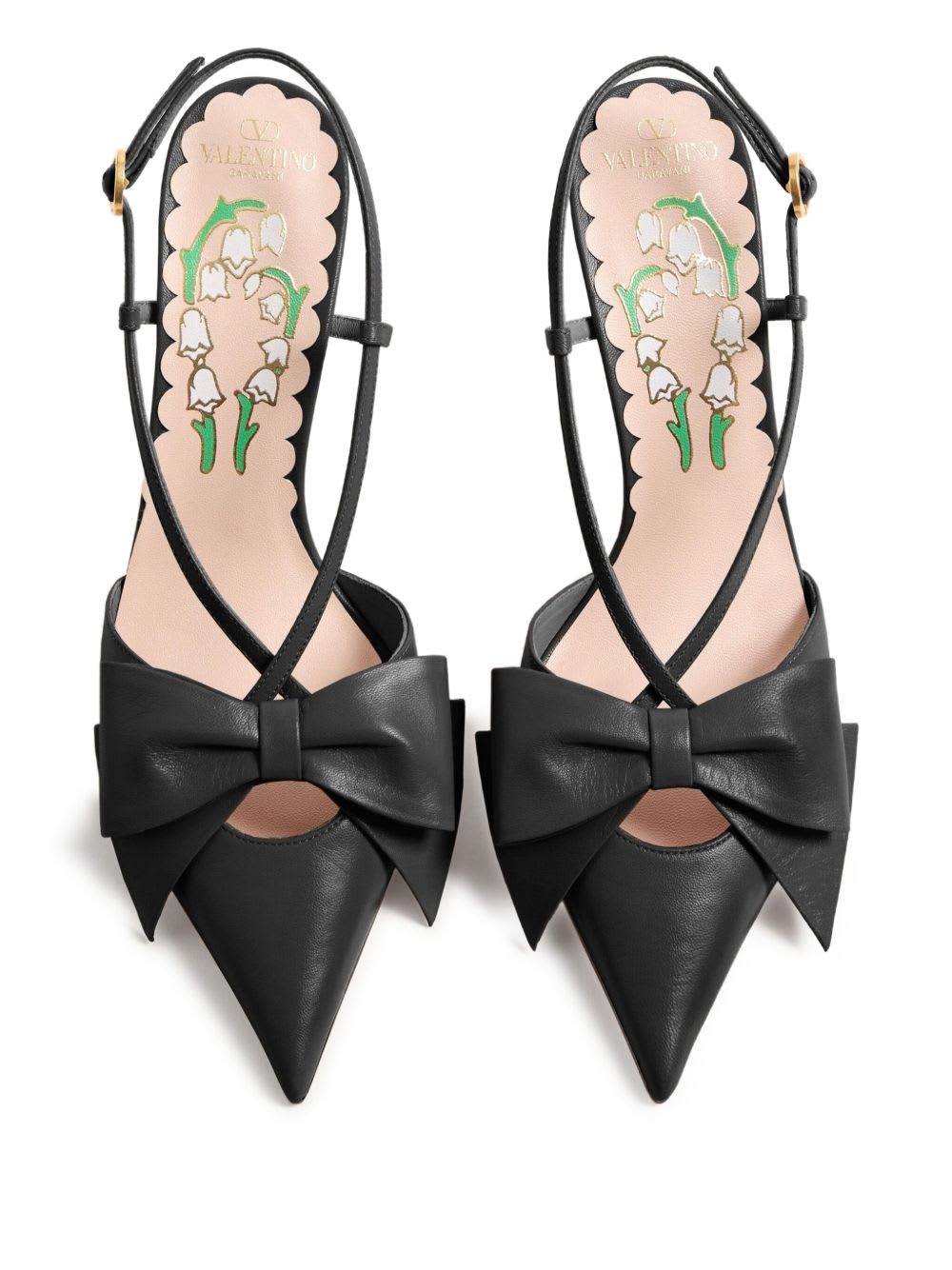 Valentino Bowow Leather Slingback Pumps In Black