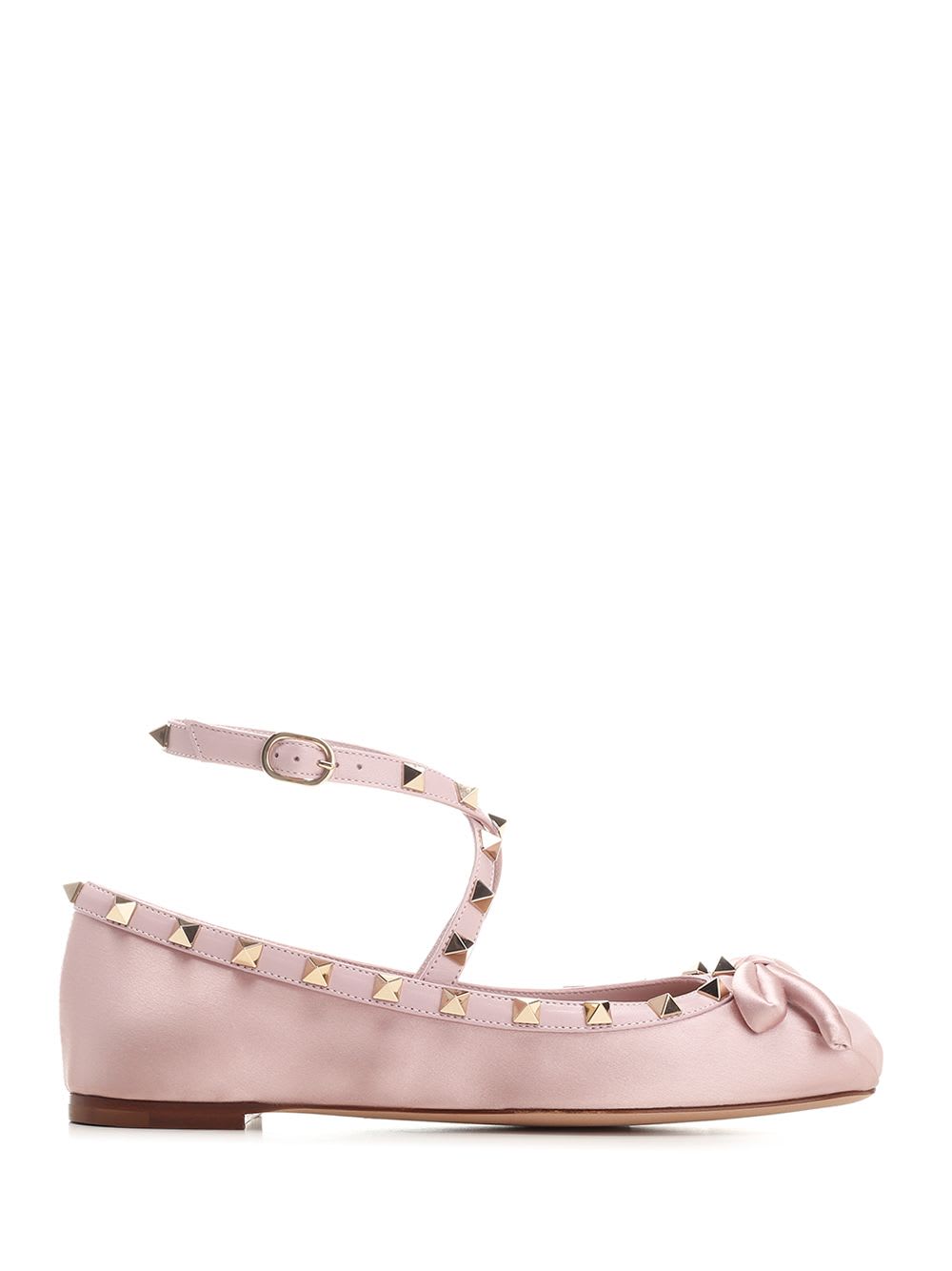 Shop Valentino Rockstud Flat Shoes In Rose