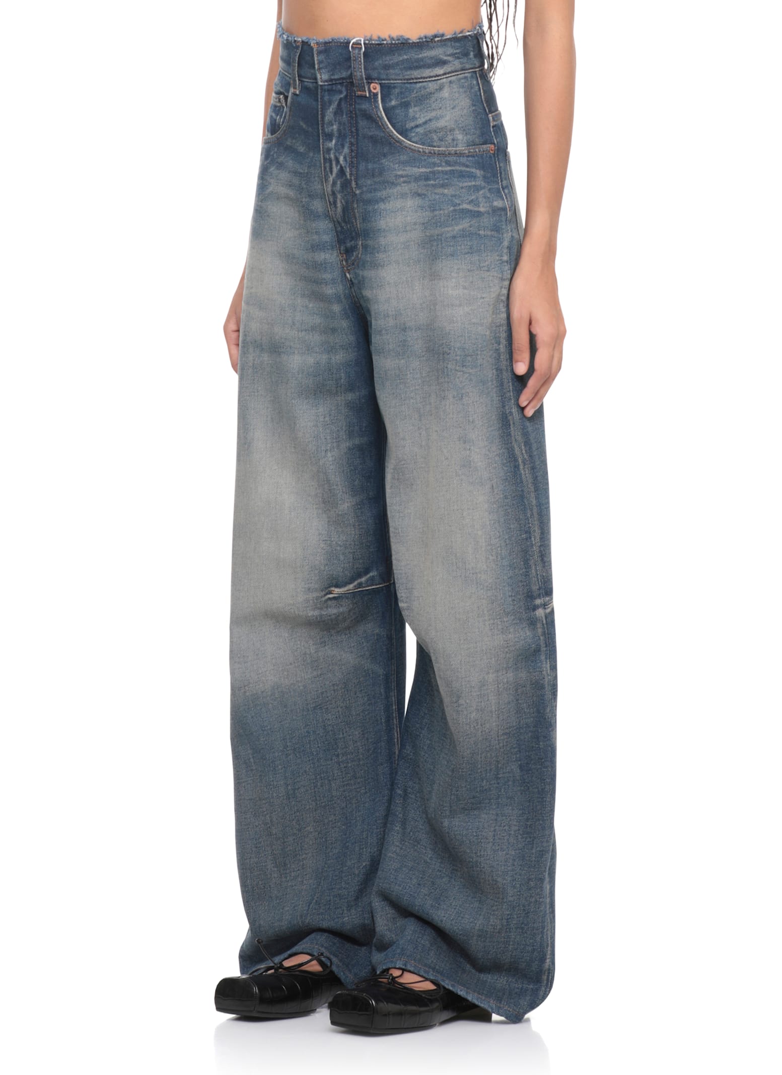 Mm6 Maison Margiela Cotton Palazzo Jeans In Blue