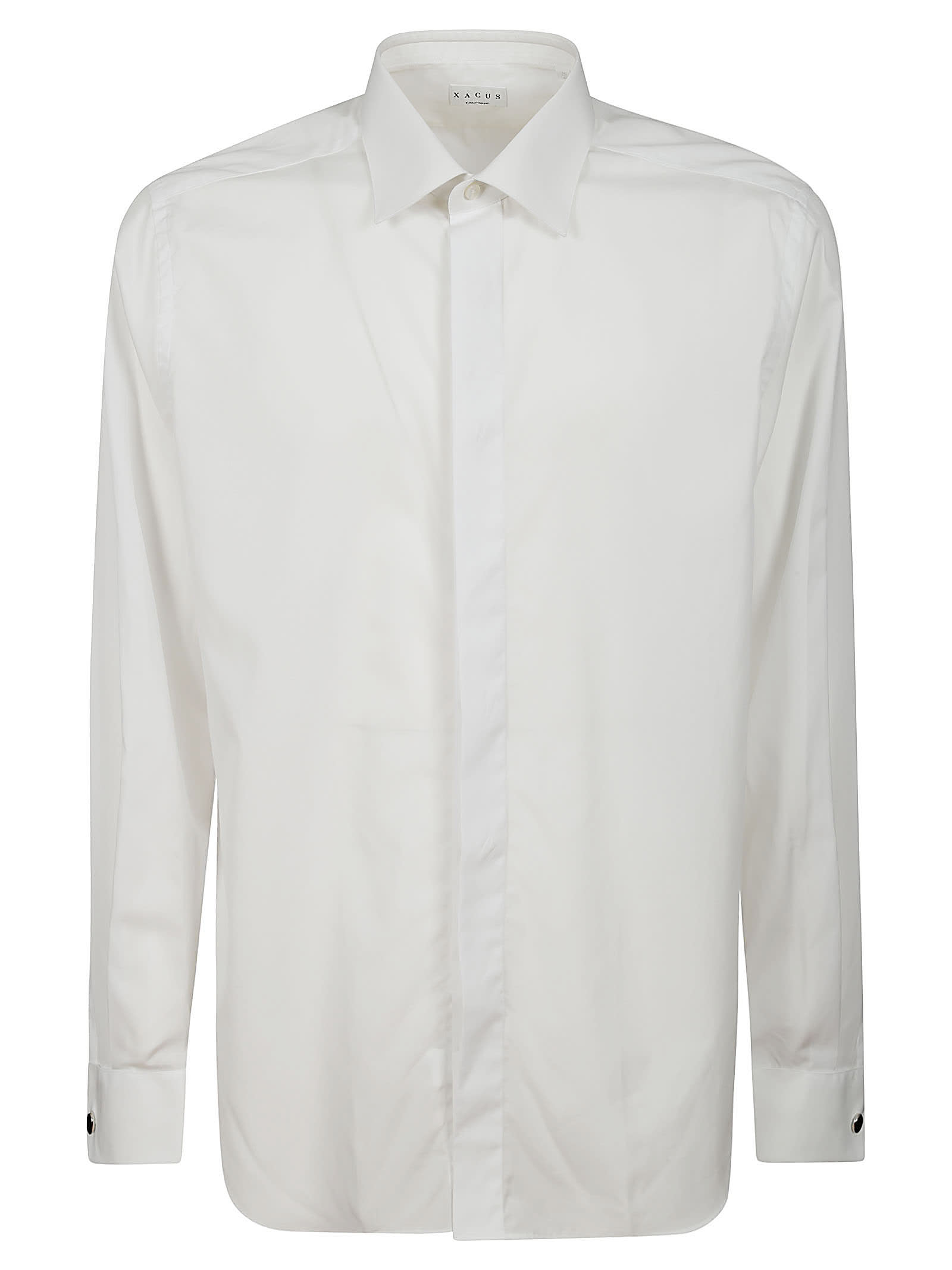 Xacus Long-sleeved White Cotton Shirt With Structured Collar