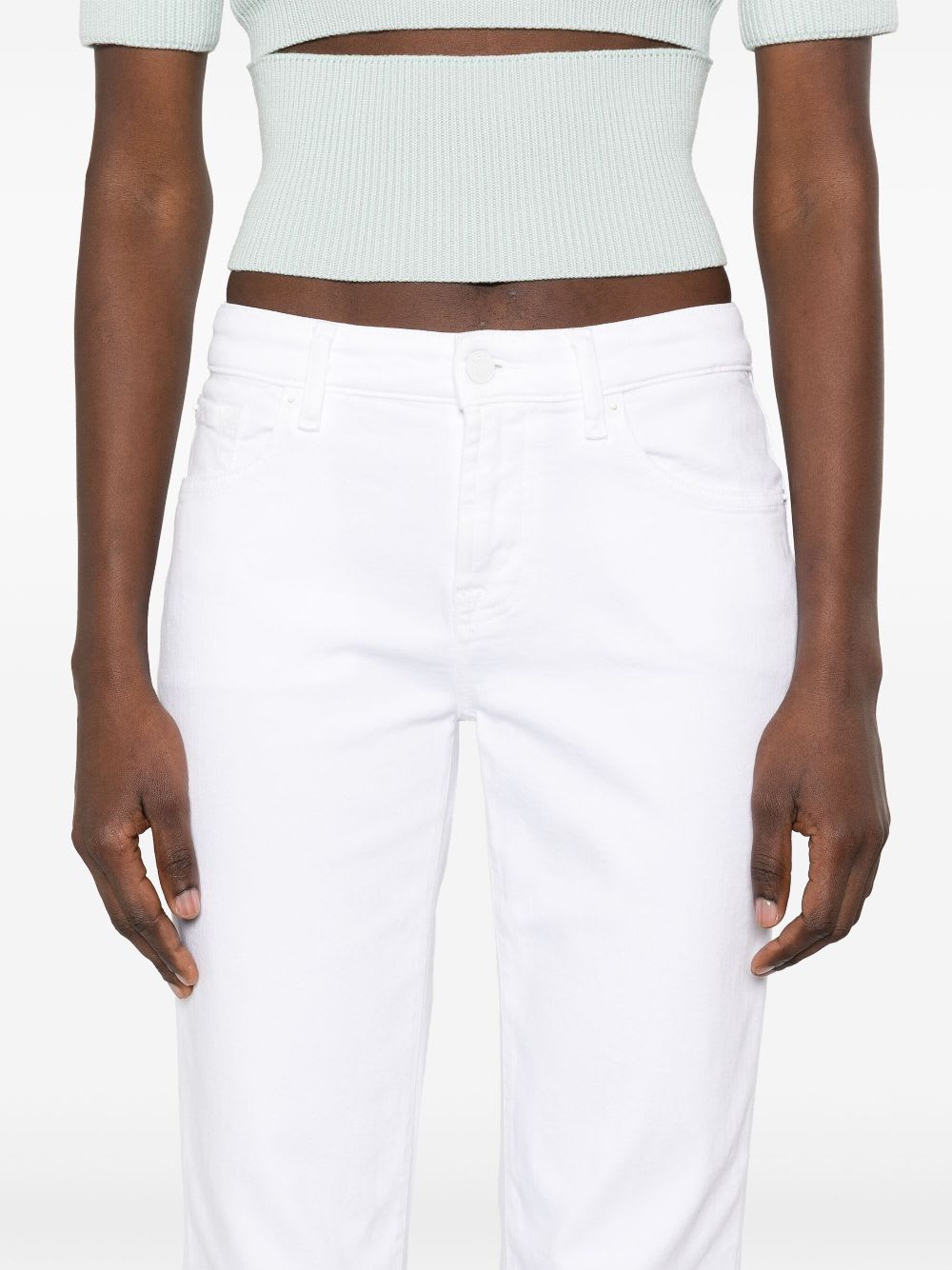 7 For All Mankind Calie Straight Denim Jeans In White