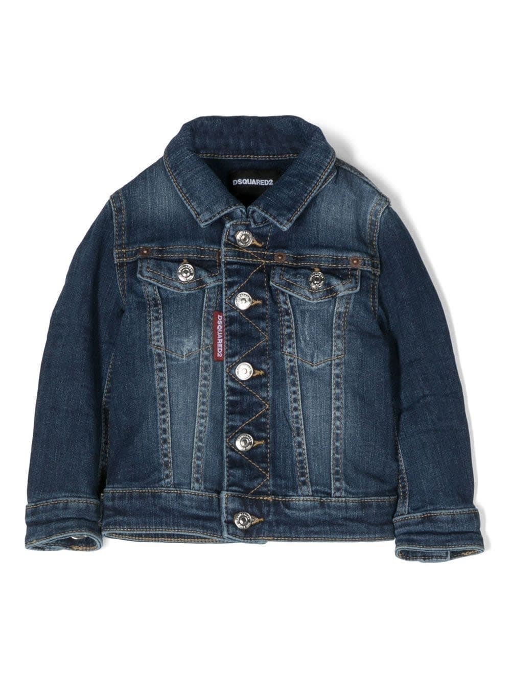 Dsquared2 Single-breasted Denim Jacket In Blue
