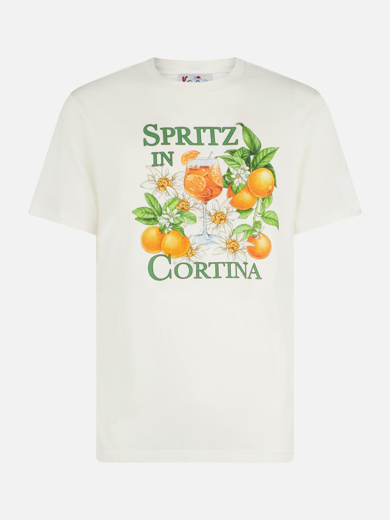 Shop Mc2 Saint Barth Man Heavy Cotton T-shirt With Spritz In Cortina Print In White