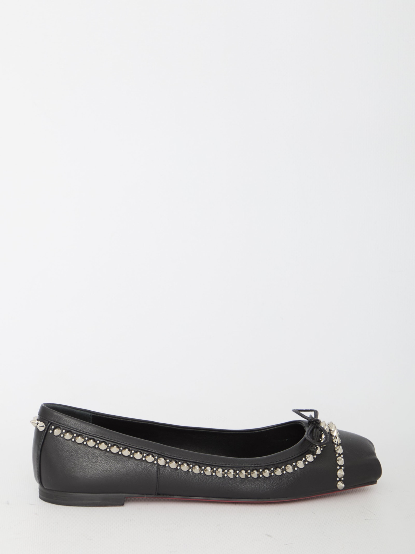Christian Louboutin Mamadrague Spiked Leather Ballet Flats In Black