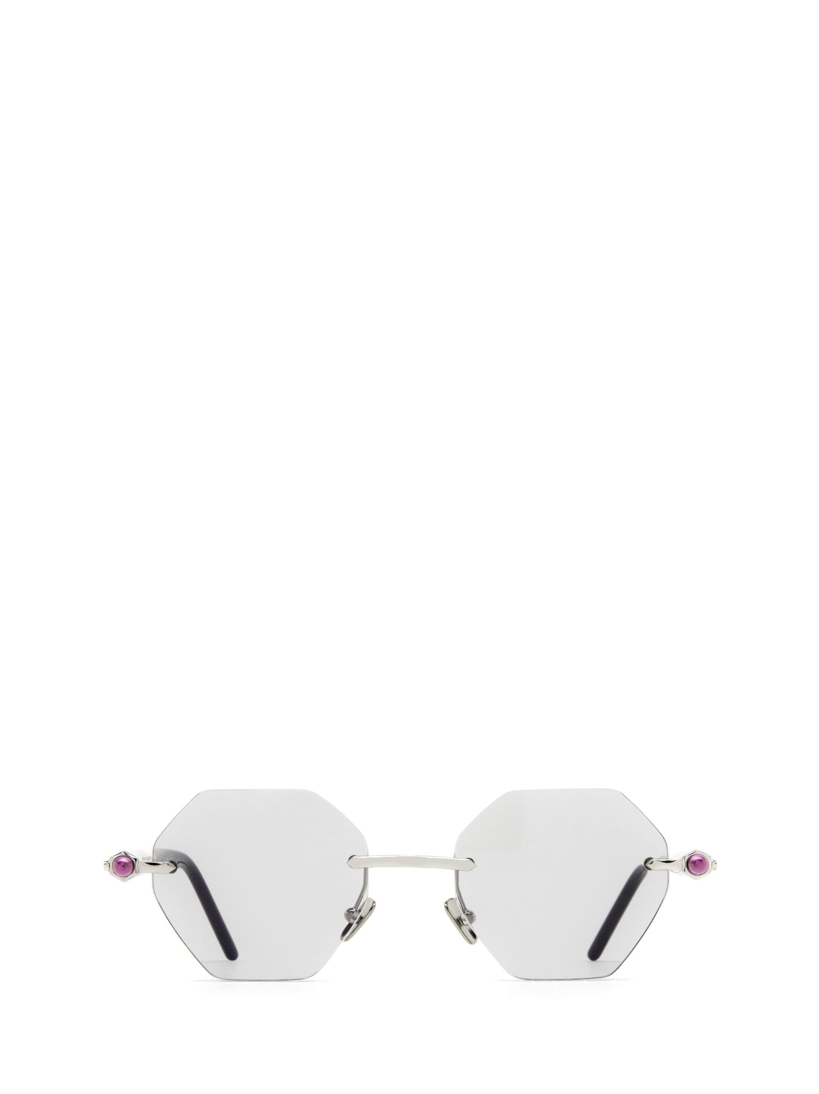 Kuboraum P54 Silver & Cream Black Shine Sunglasses
