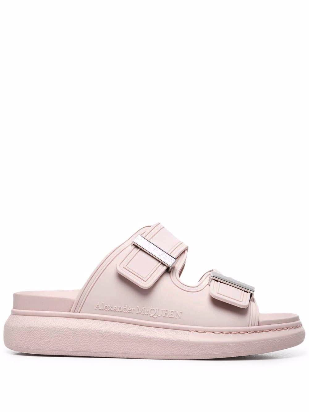 Shop Alexander Mcqueen Pink And Silver Hybrid Sandals