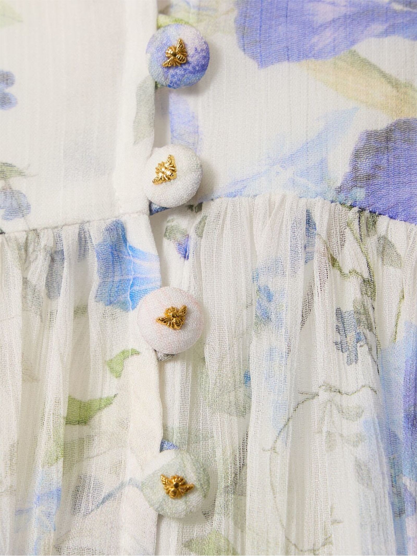 Shop Zimmermann Natura Tie Neck Billow Top In Blue Garden Print In White