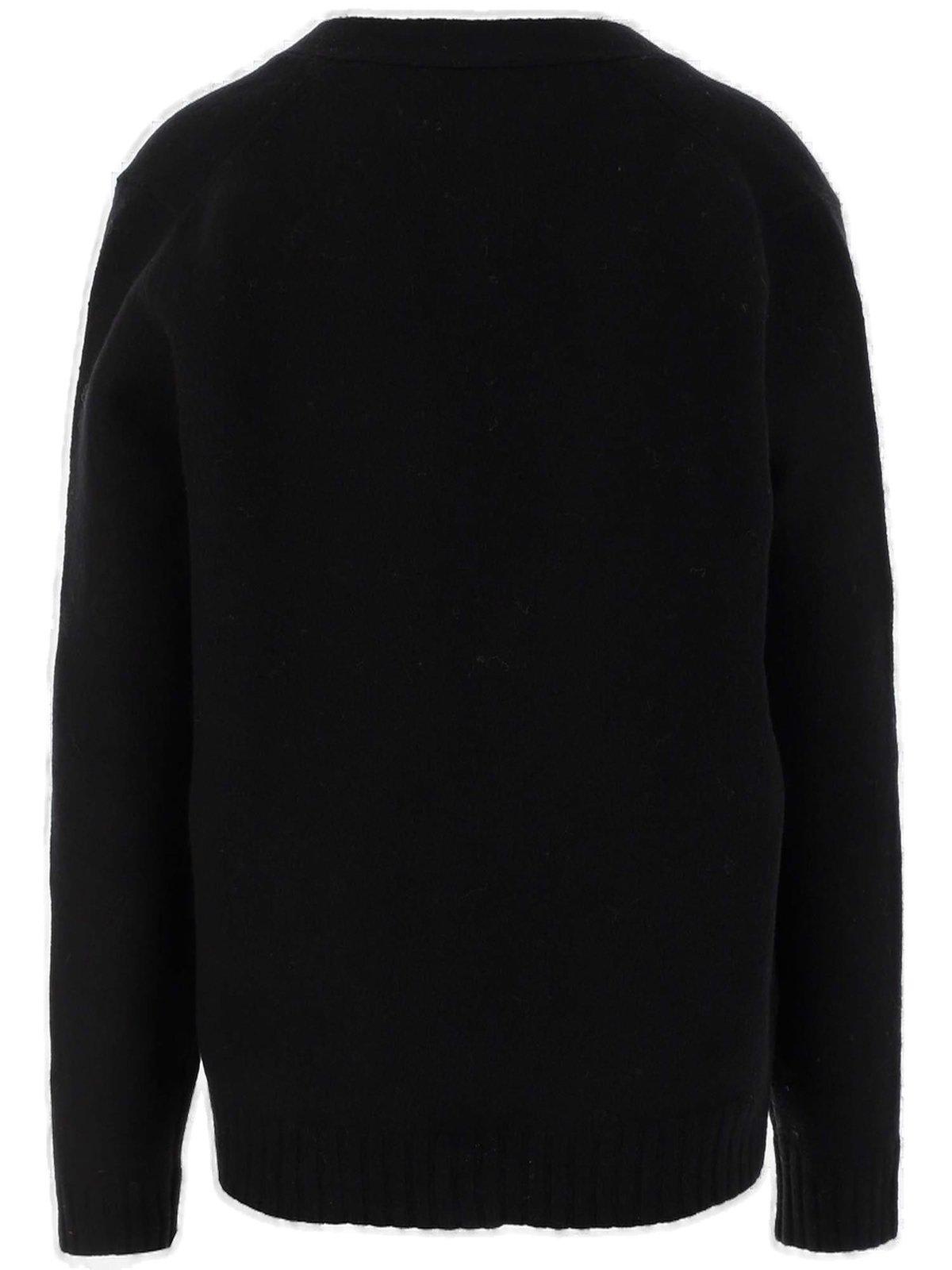 Shop Jil Sander V-neck Knitted Cardigan In Black