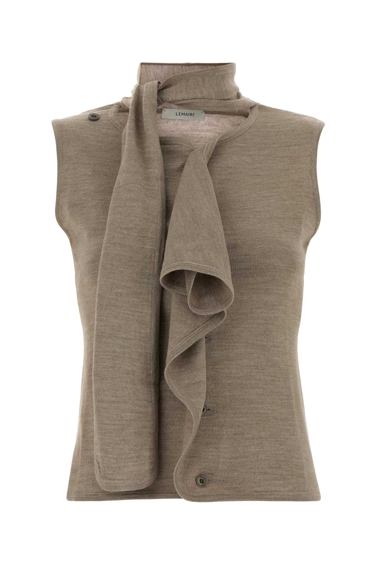 Lemaire Cappuccino Acrylic And Wool Vest In Brown