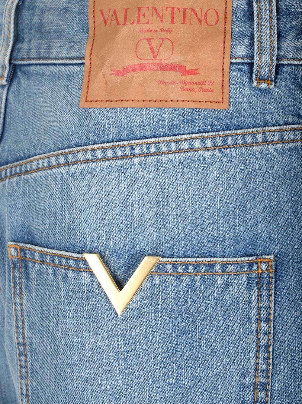 Shop Valentino Logo Patch Wide Leg Jeans In Blu
