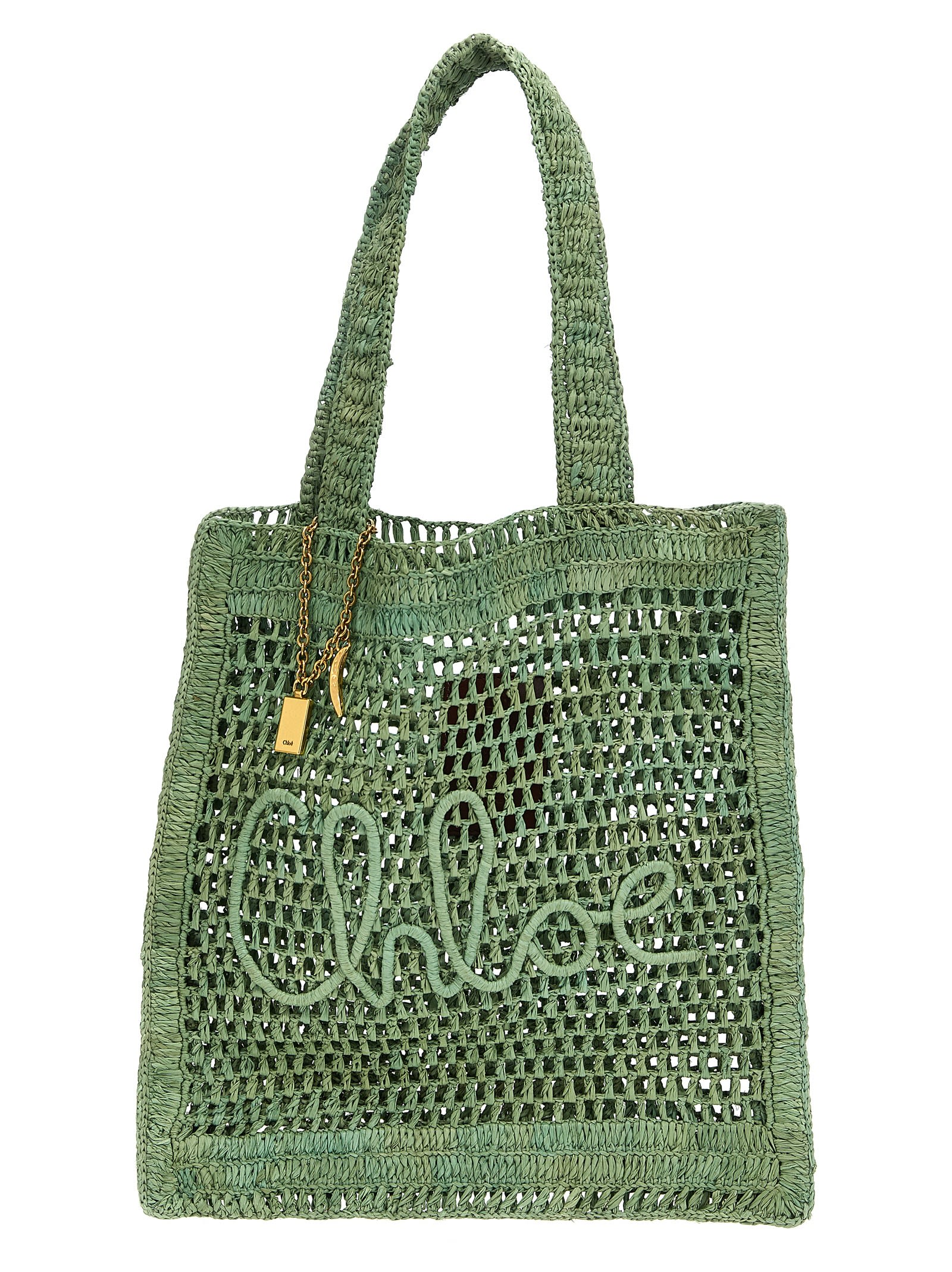 Chloé Chloe Women Green Raffia Estate Banana Shopping Bag