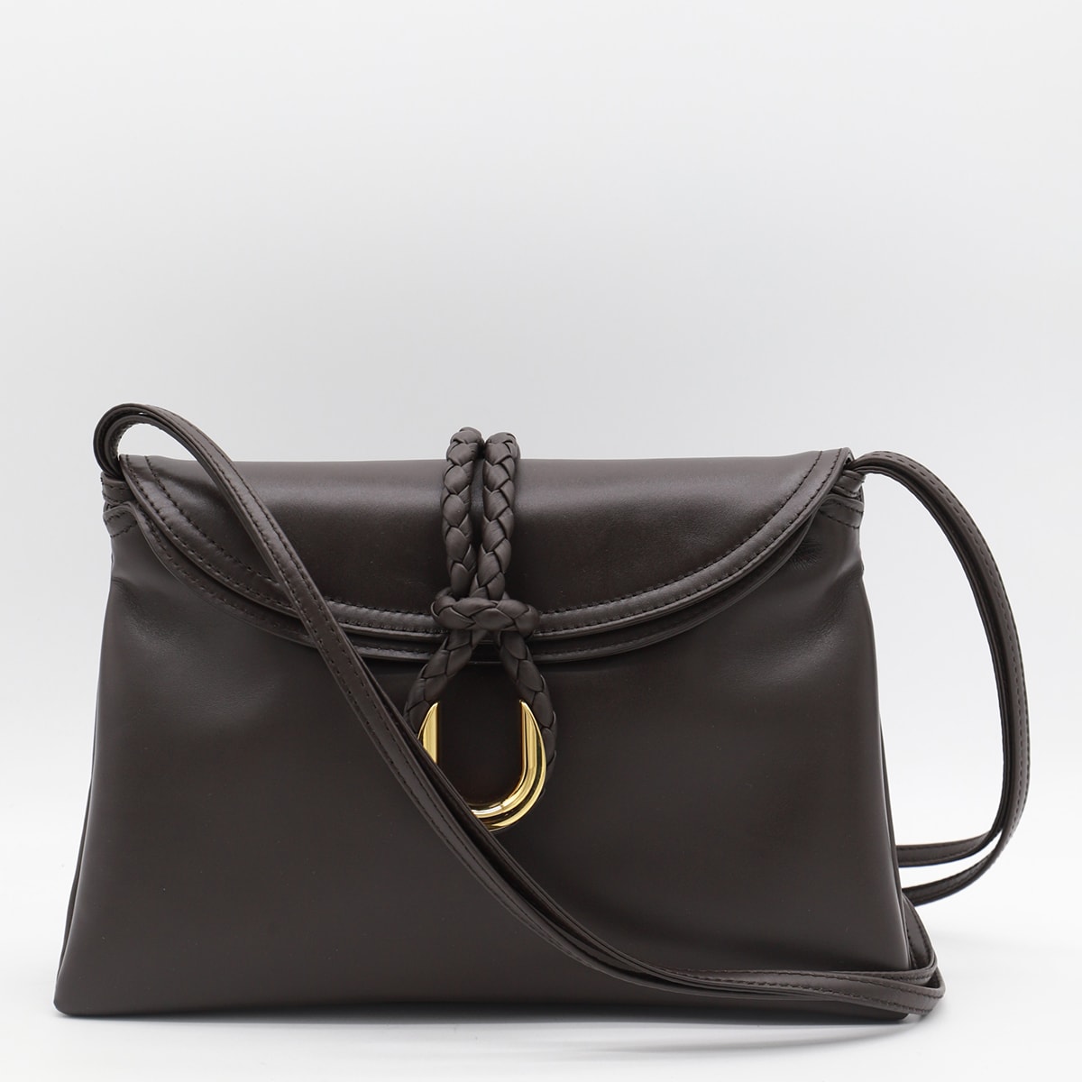 Shop Bottega Veneta Dark Brown Small Liberta Top Handle Bag In Fondant