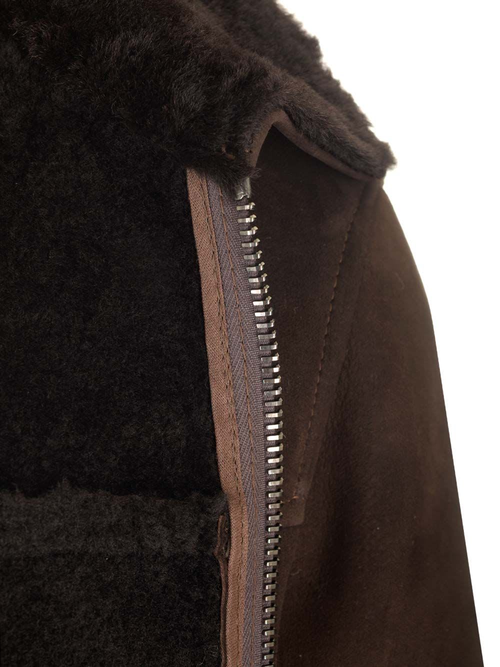 Shop Giorgio Brato Bomber Jacket In Shearling In Brown