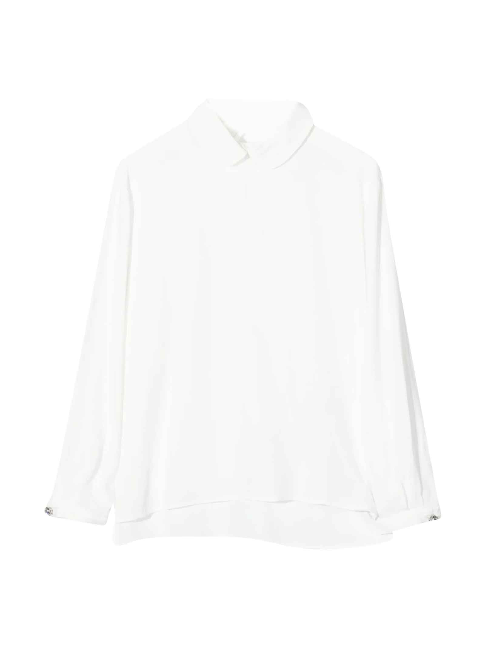 Simonetta Teen Wide-sleeved Button-cuffs Shirt In Bianco