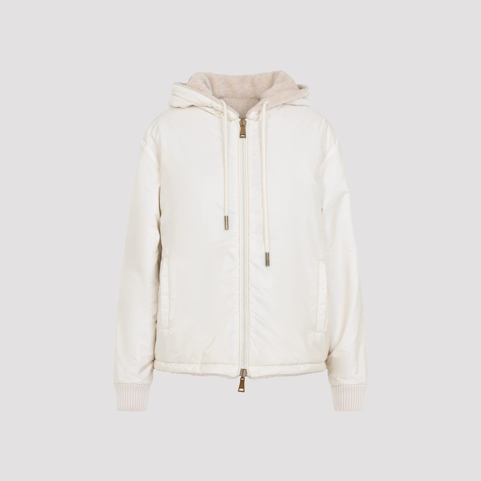 Moncler Hooded Cardigan Featuring Front Pockets In White