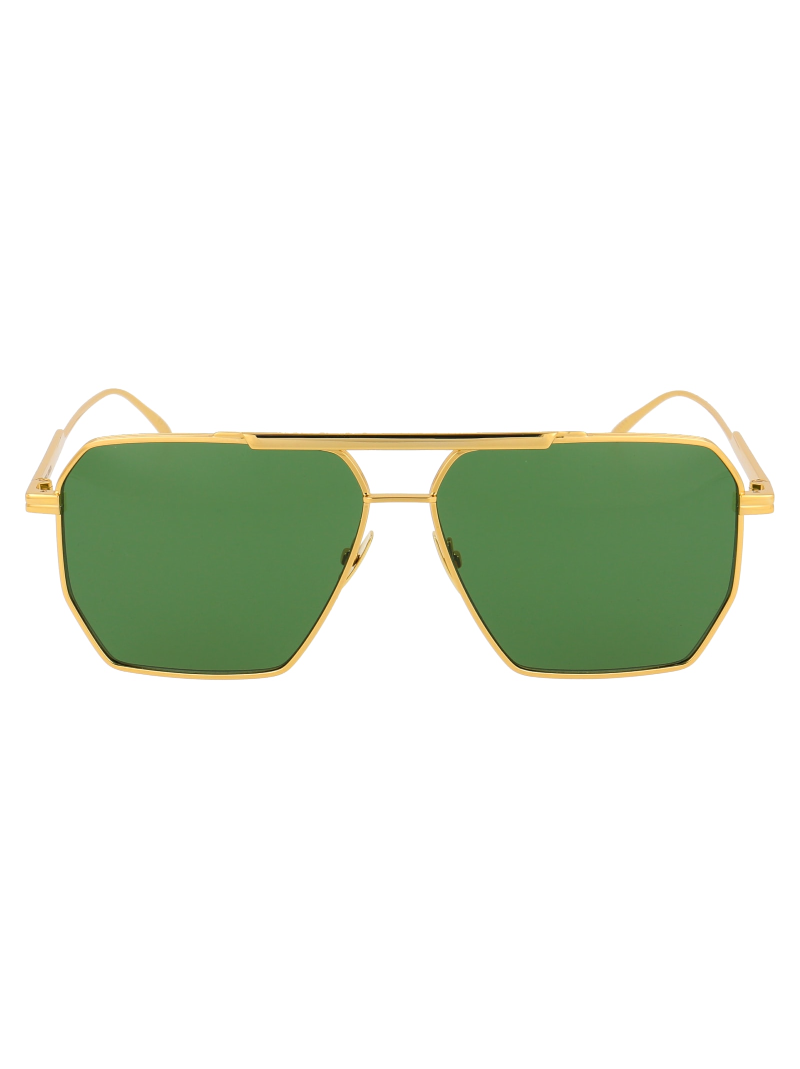 Shop Bottega Veneta Bv1012s Sunglasses In 004 Gold Gold Green