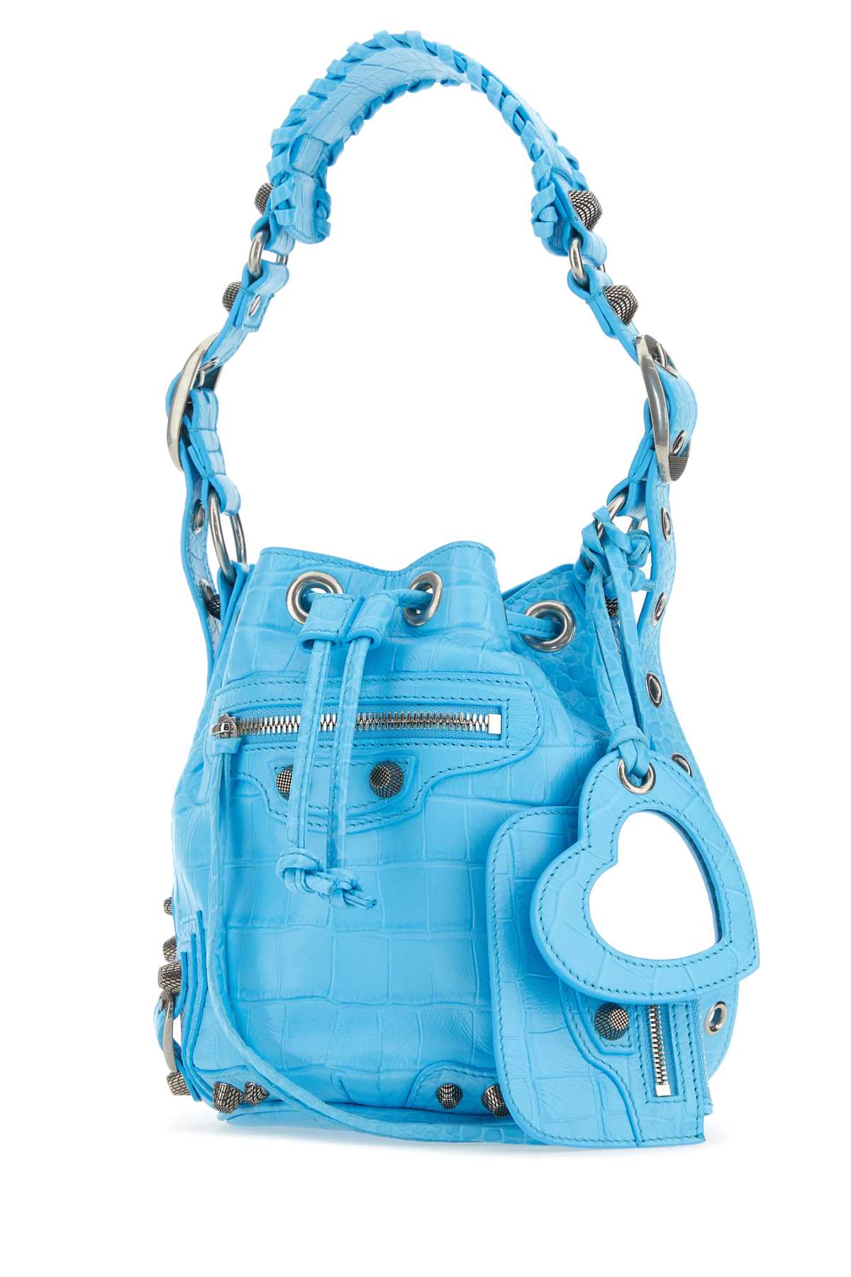 Shop Balenciaga Light-blue Leather Le Cagole Xs Bucket Bag In Skyblue