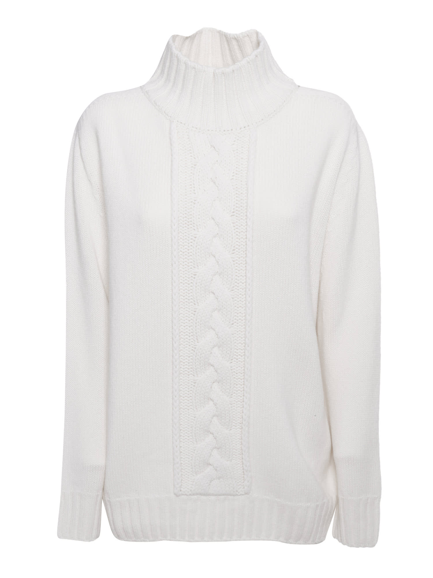 Le Tricot Perugia Braided Pullover In White