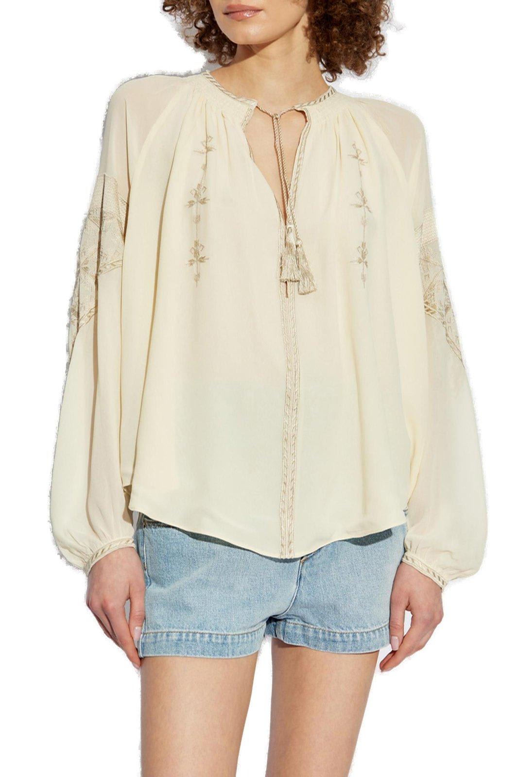 Shop Isabel Marant Oris Long-sleeved Top In Beige