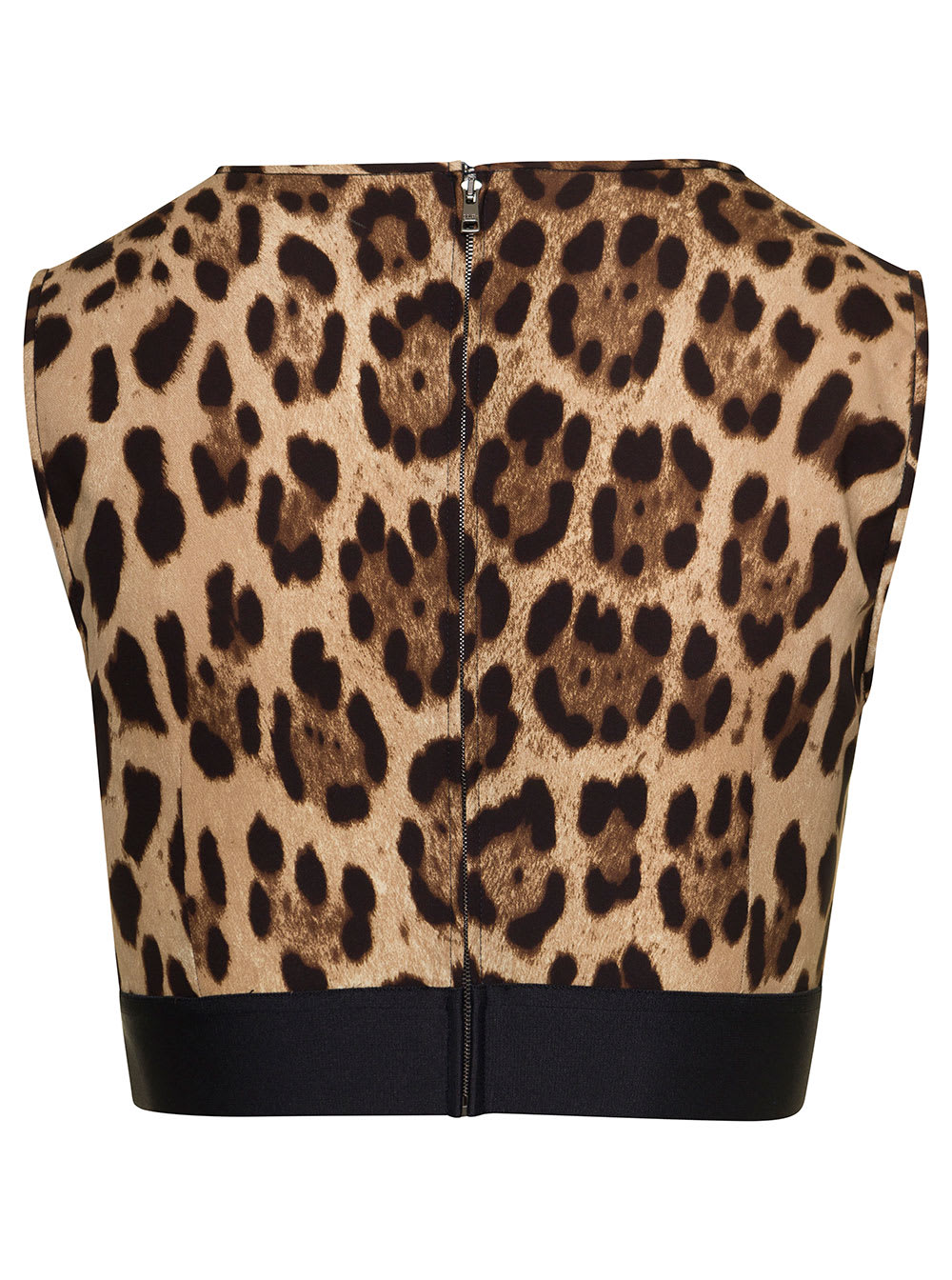 Shop Dolce & Gabbana Brown Leopard Printed Sleeveless Top In Stretch Silk Woman