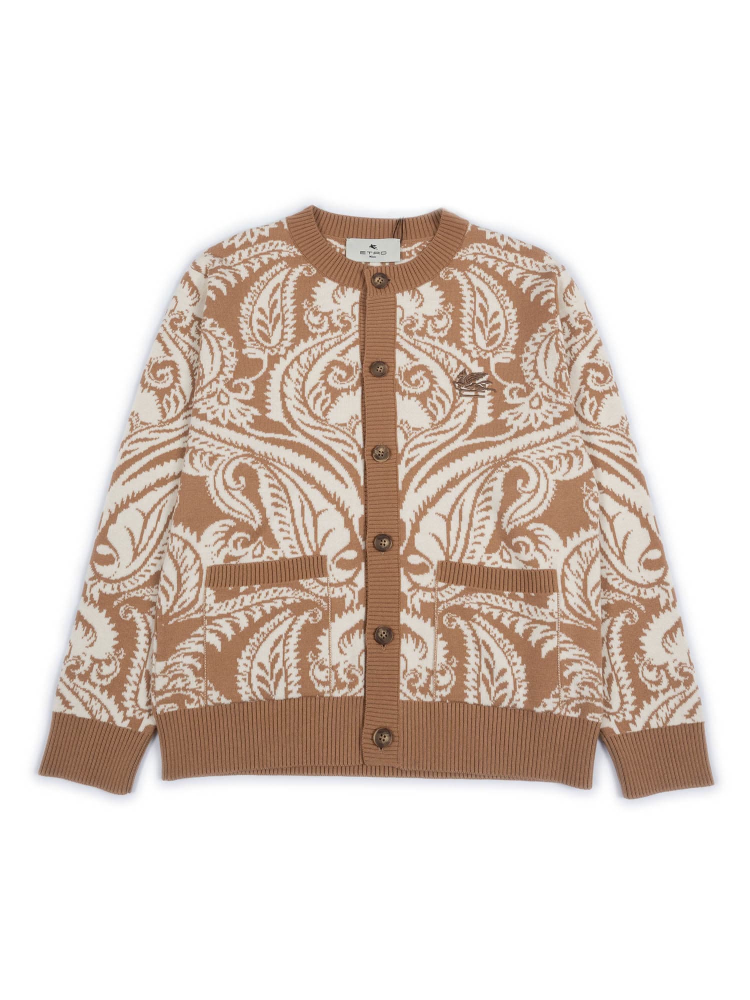 Etro Paisley-pattern Buttoned Cardigan In Brown