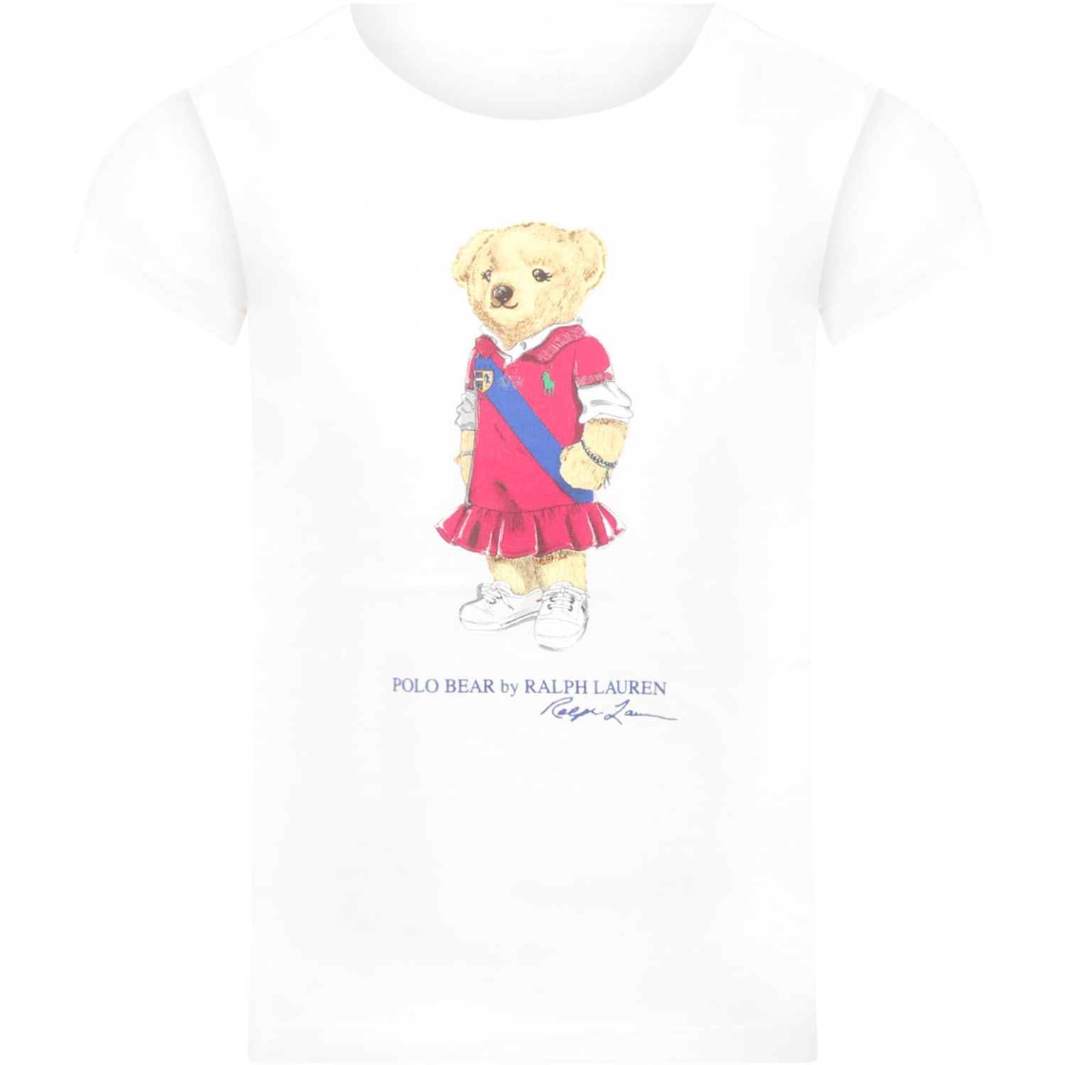 Ralph Lauren White T-shirt For Girl With Bear