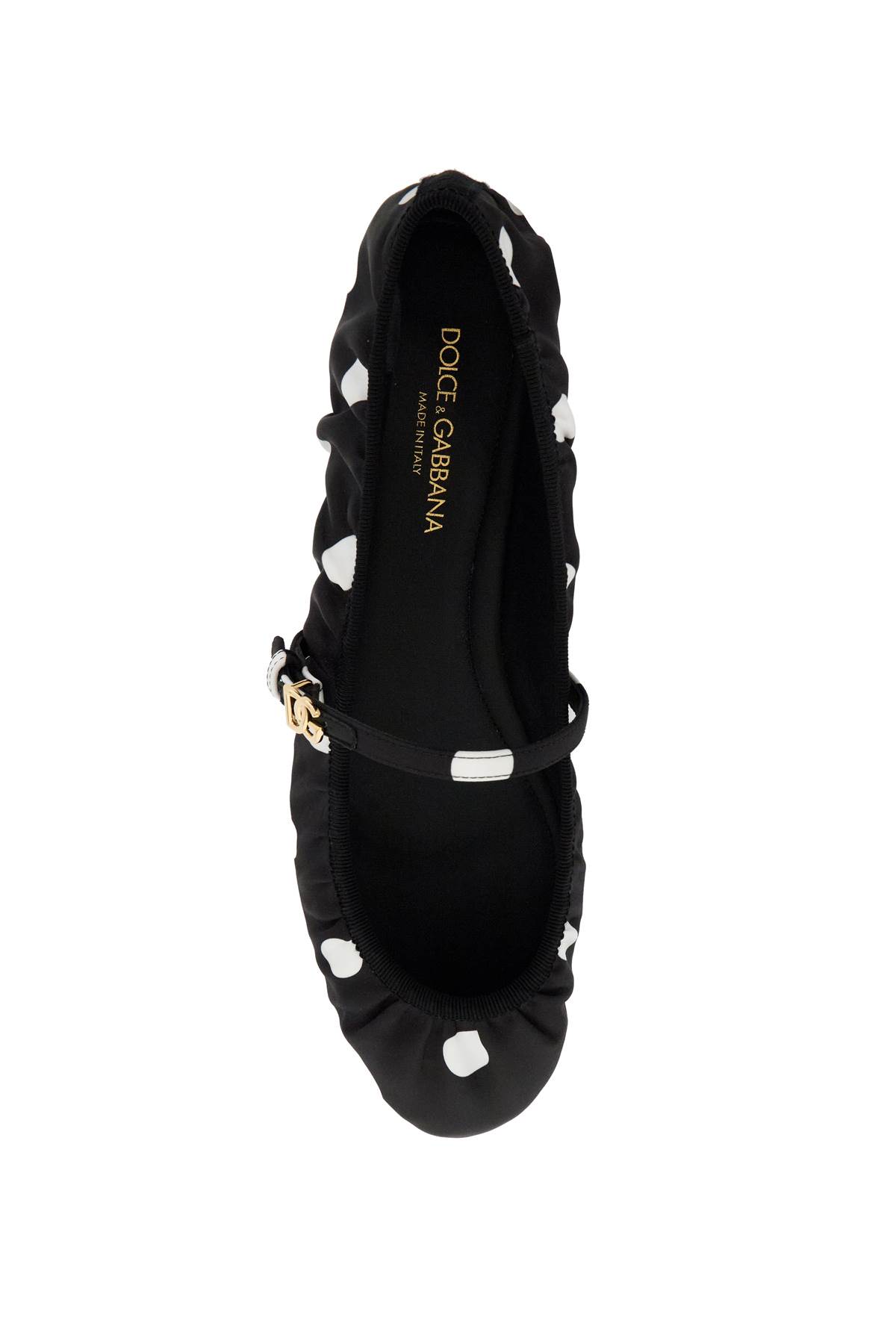 Shop Dolce & Gabbana Printed Satin Ballerina In Pois Medio Bco/nero (white)