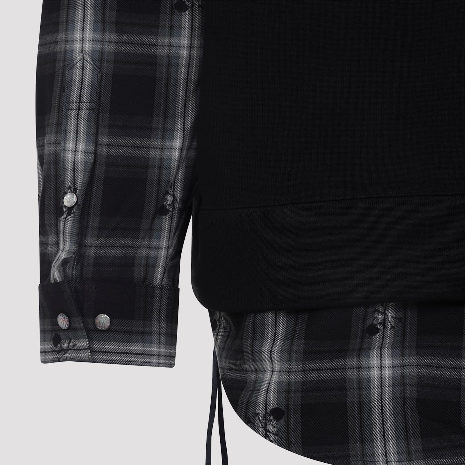Mastermind Japan Multilayered Cotton Sweatshirt With Plaid Detail In Black