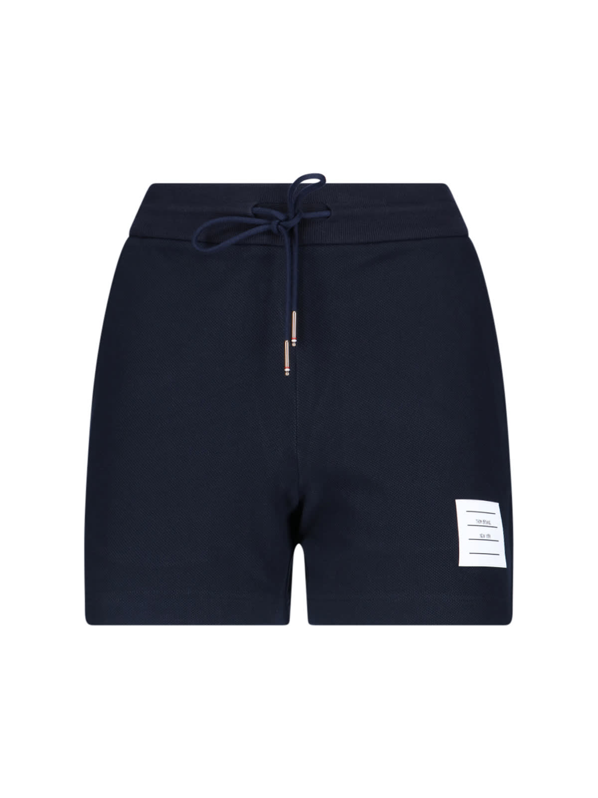 Shop Thom Browne Logo Sporty Shorts In Blue