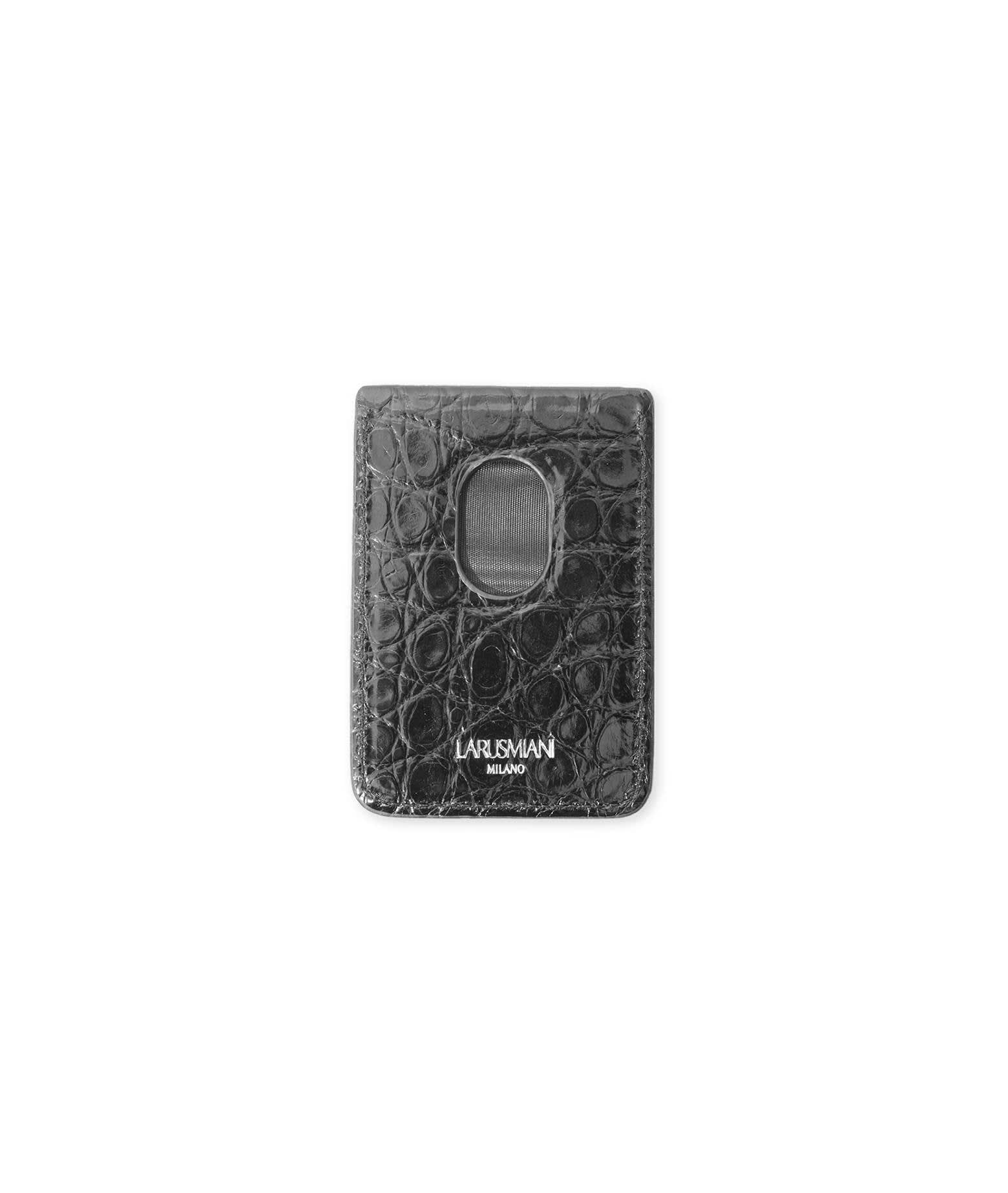 Shop Larusmiani Magnetic Credit Card Holder For Iphone Accessory In Black