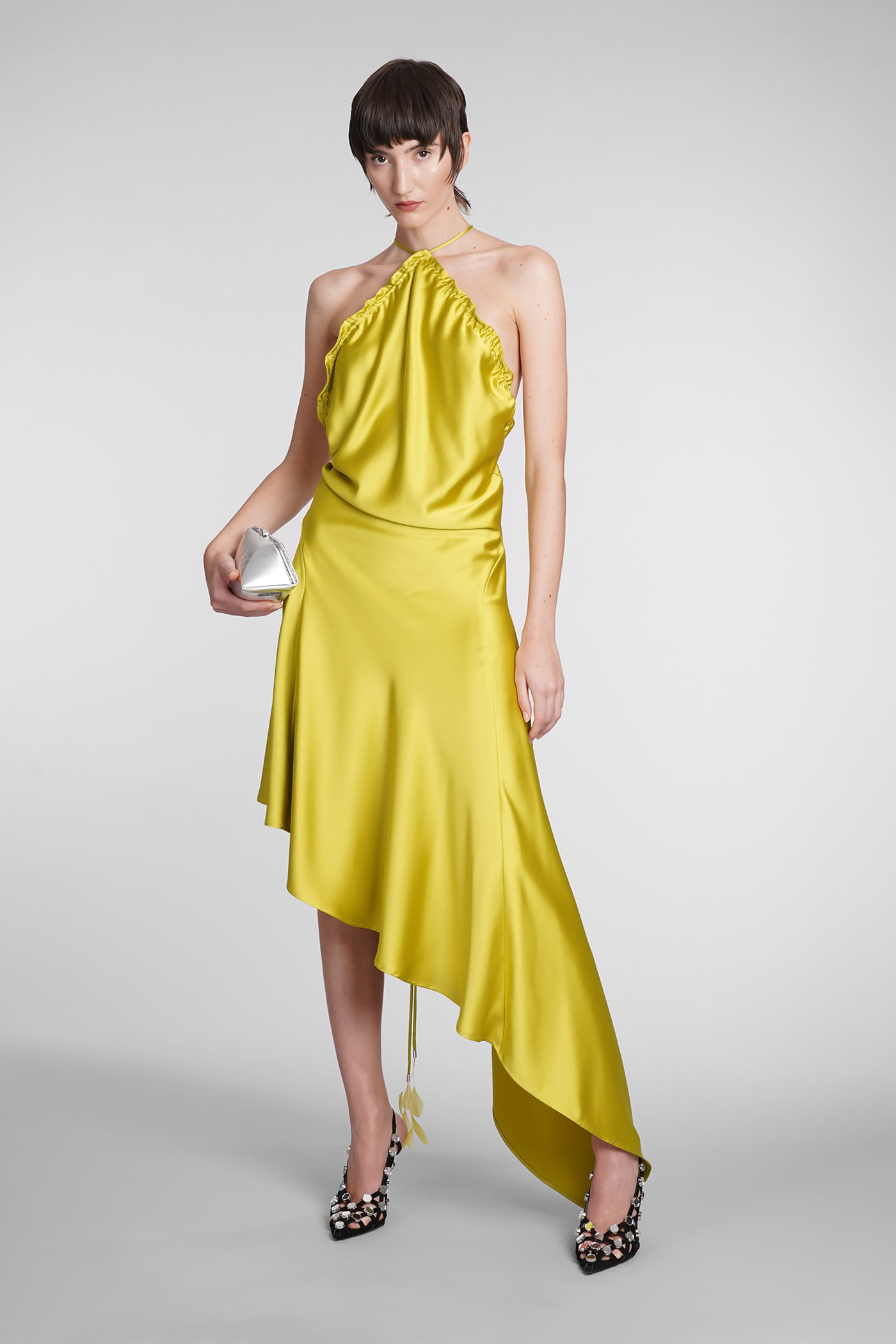 Shop Attico Dress In Yellow Polyester