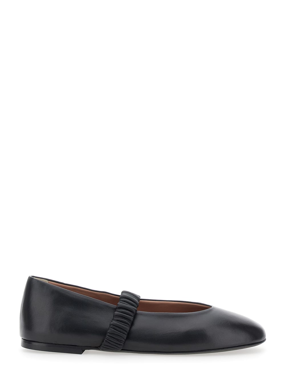 Pollini Pleated-band Ballerina Flats In Black