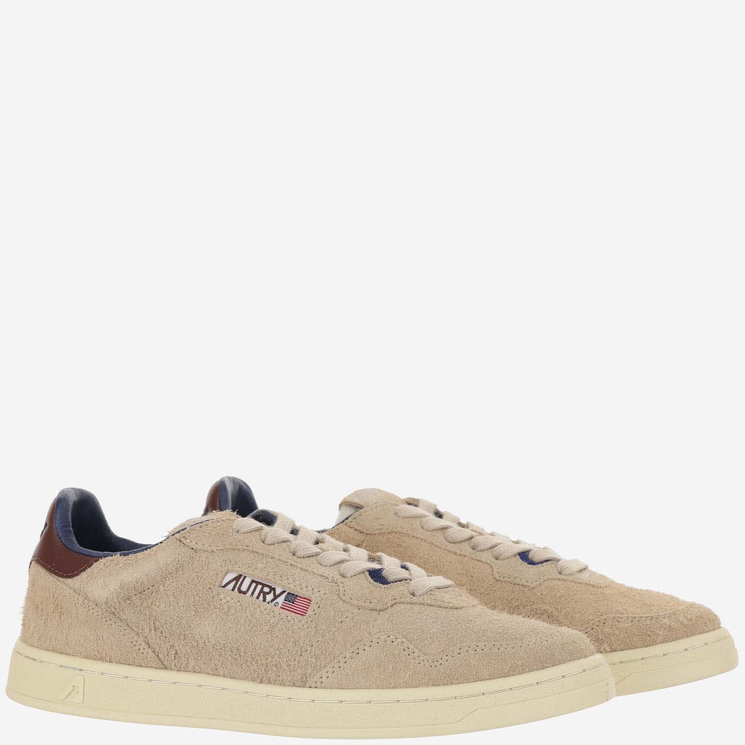Shop Autry Medalist Low Sneakers In Suede Hair Sand Effect In Neutrals