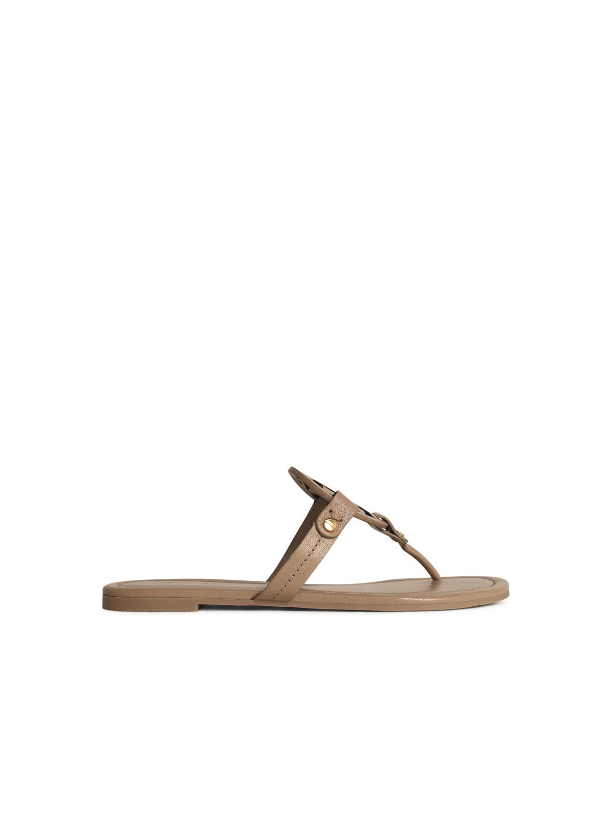 miller Beige Leather Flip-flops