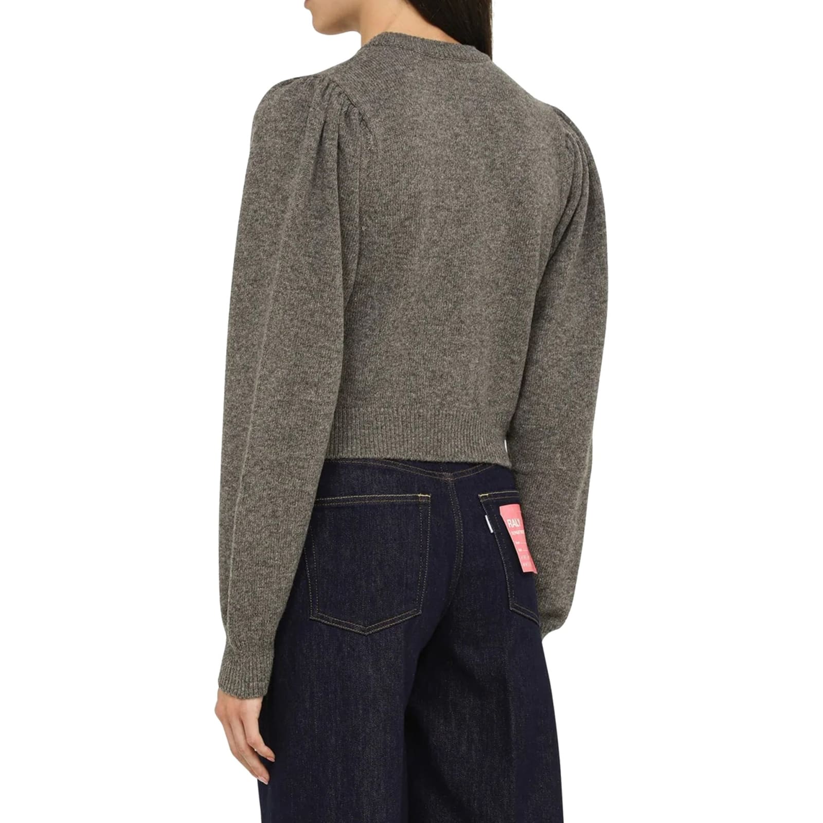 Shop Alessandra Rich Cropped Cardigan In Gray