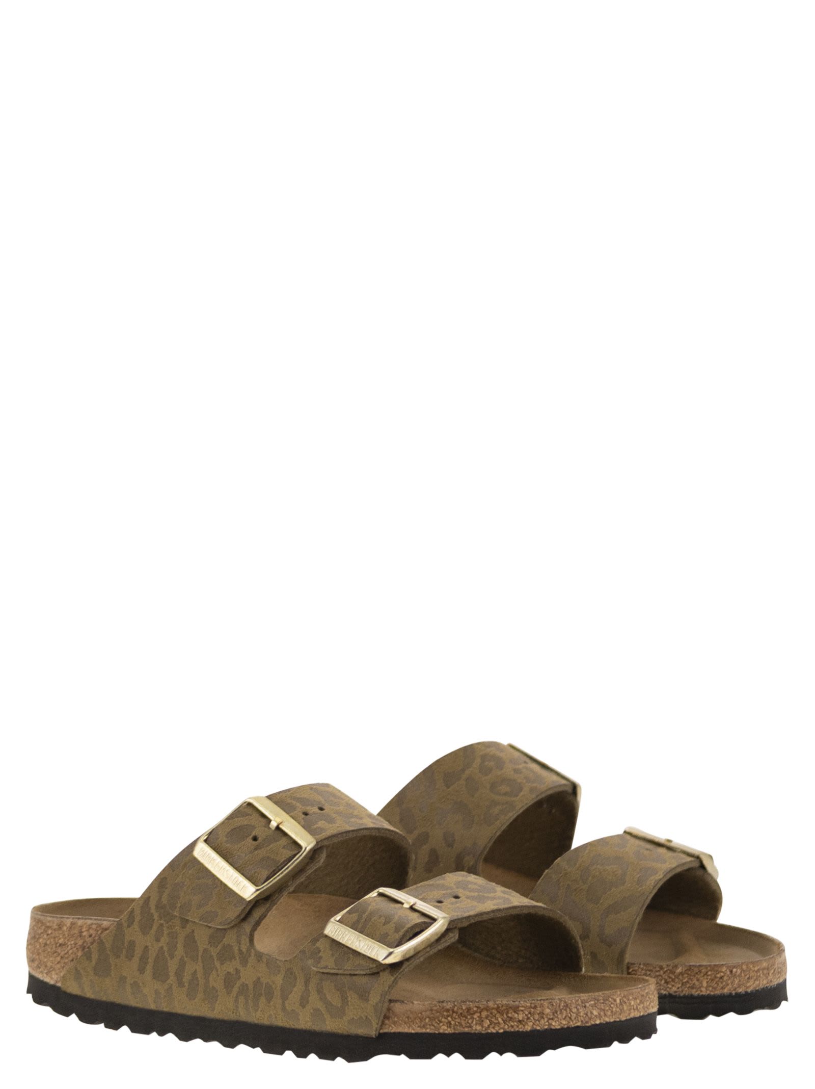 Birkenstock Arizona Leo - Sandal With Buckles And Animal Print In Brown