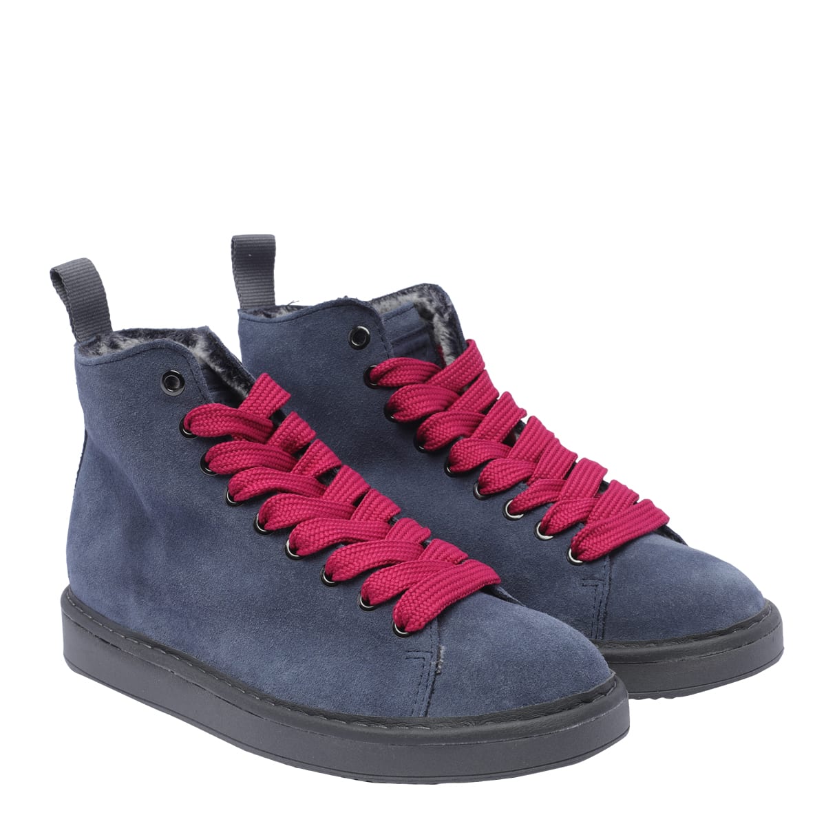 Shop Pànchic P01 Desert Boot In Dark Blue Fuchsia