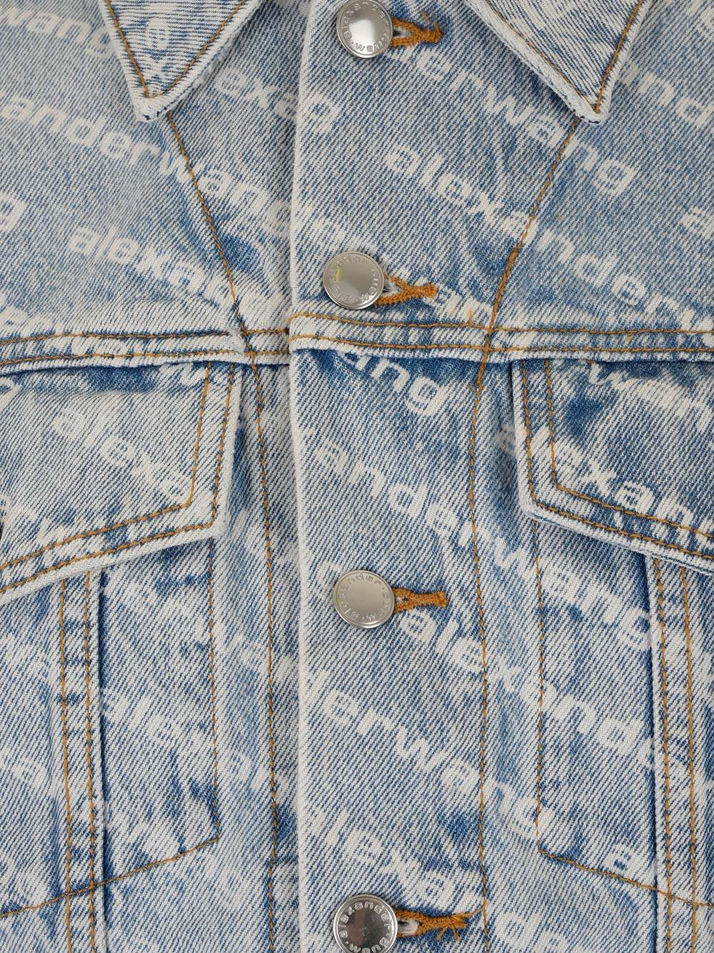 Shop Alexander Wang Denim Buttoned Jacket In Pebble Bleach