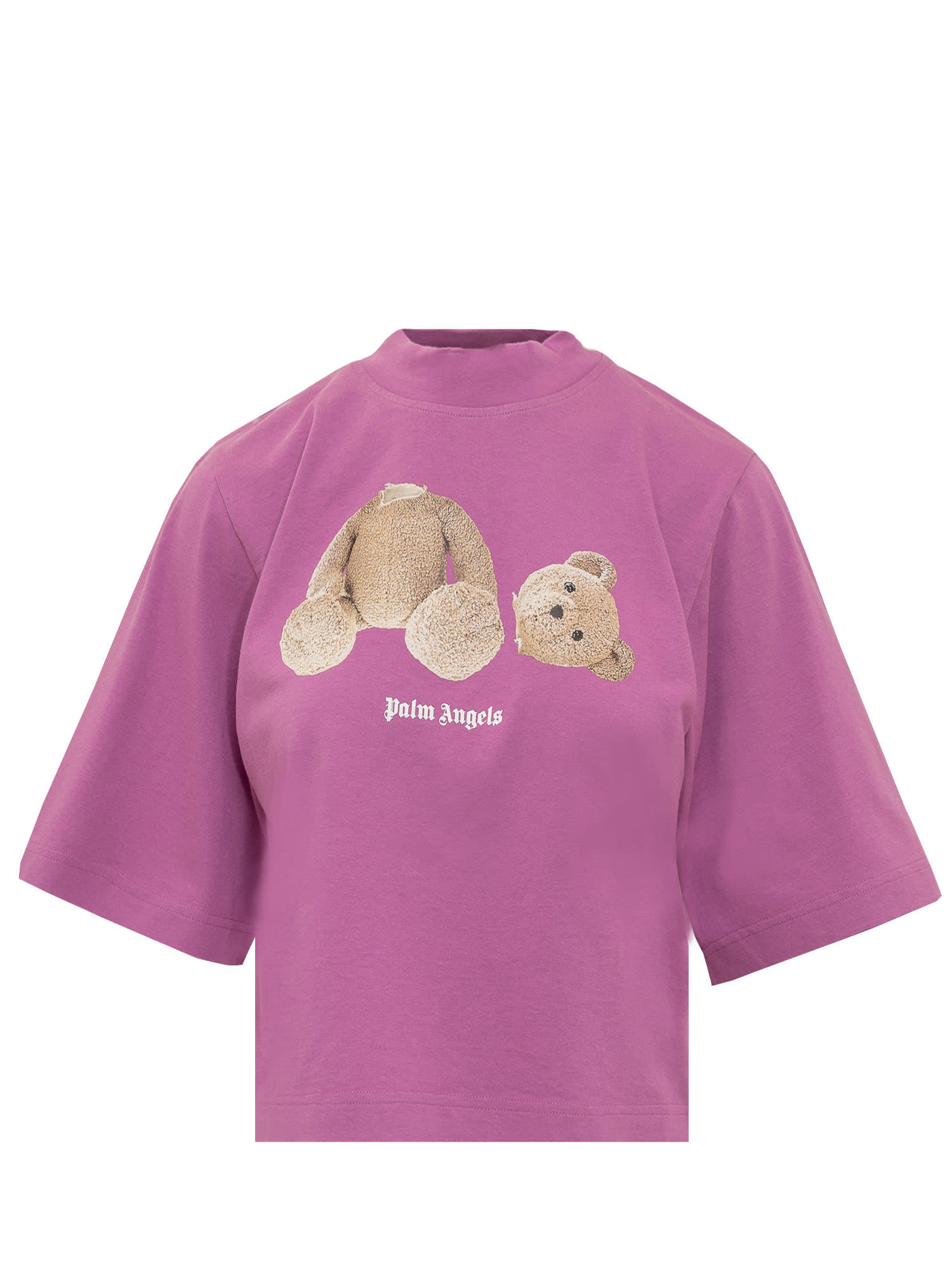 PALM ANGELS CROPPED T-SHIRT WITH BEAR