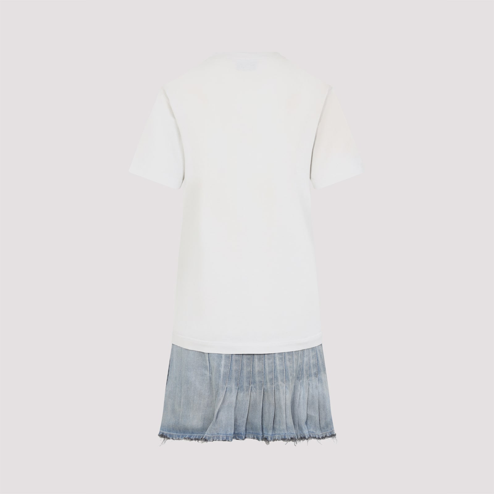 Balenciaga Layered Mini Dress With Denim Skirt Effect In Blue