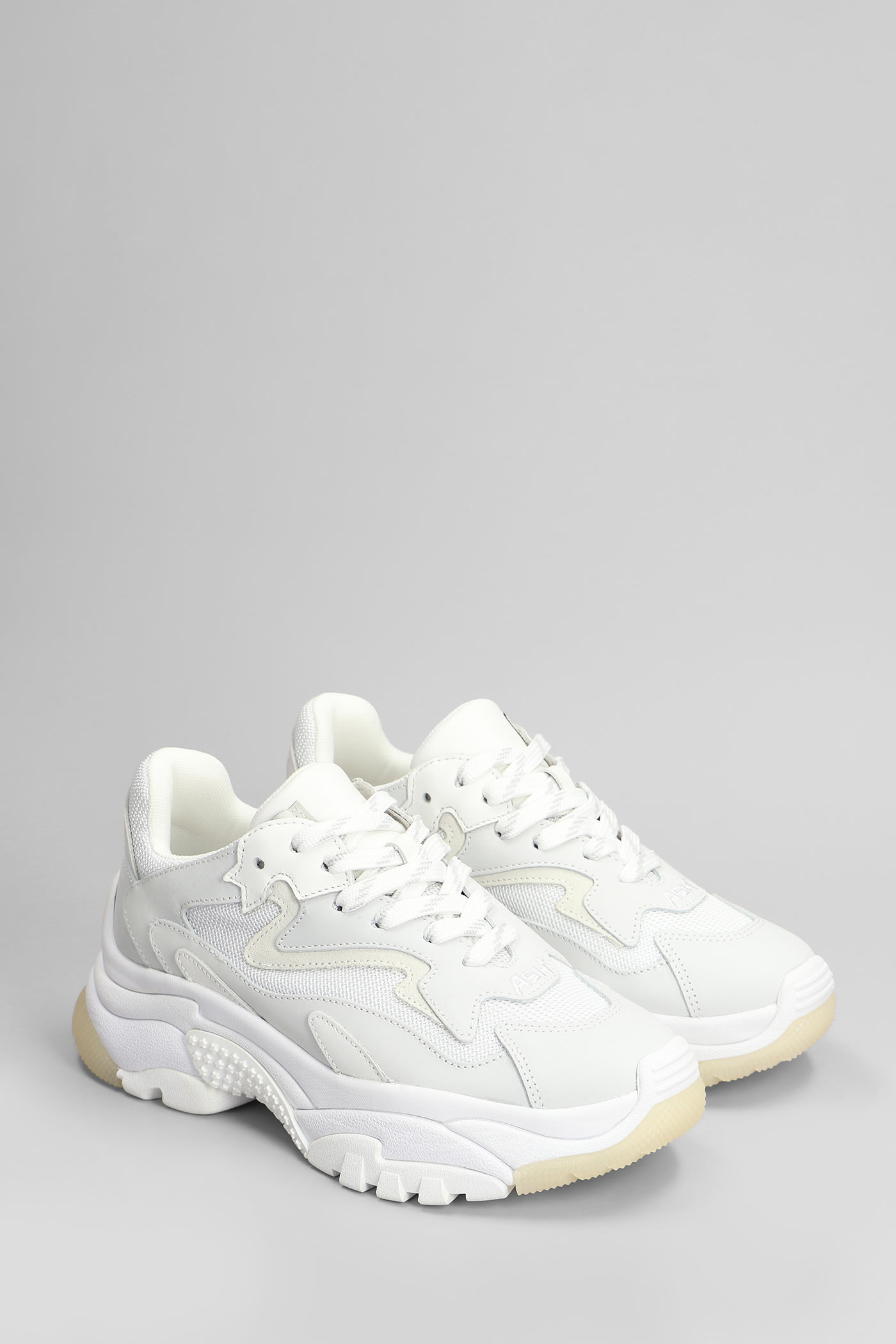 Ash Addict Sneakers In White Leather And Fabric In White