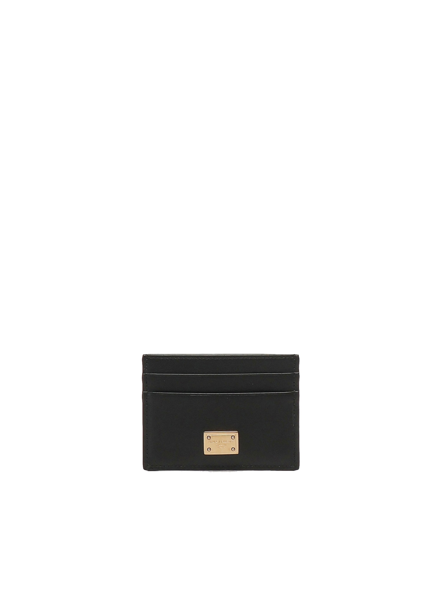 Dolce & Gabbana Plongé Calfskin Card Holder In Black