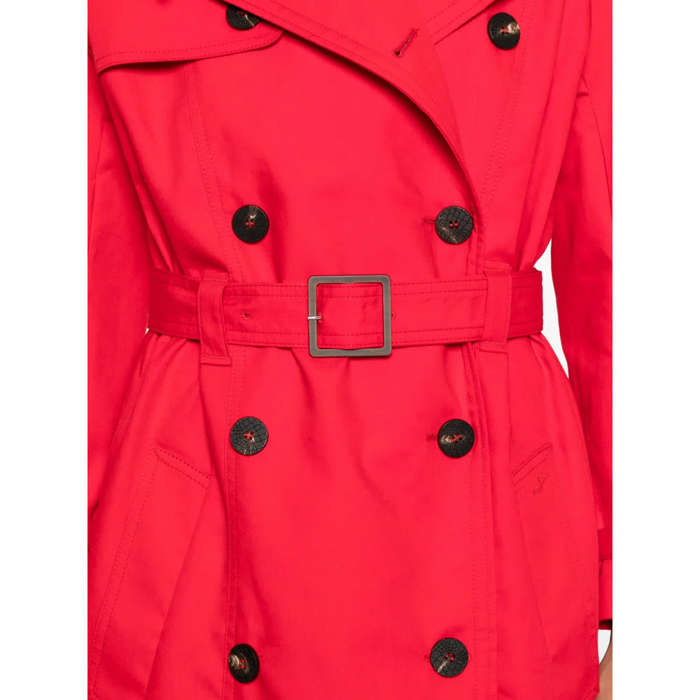 Jacquemus Belted Trench Coat With Structured Collar In Red
