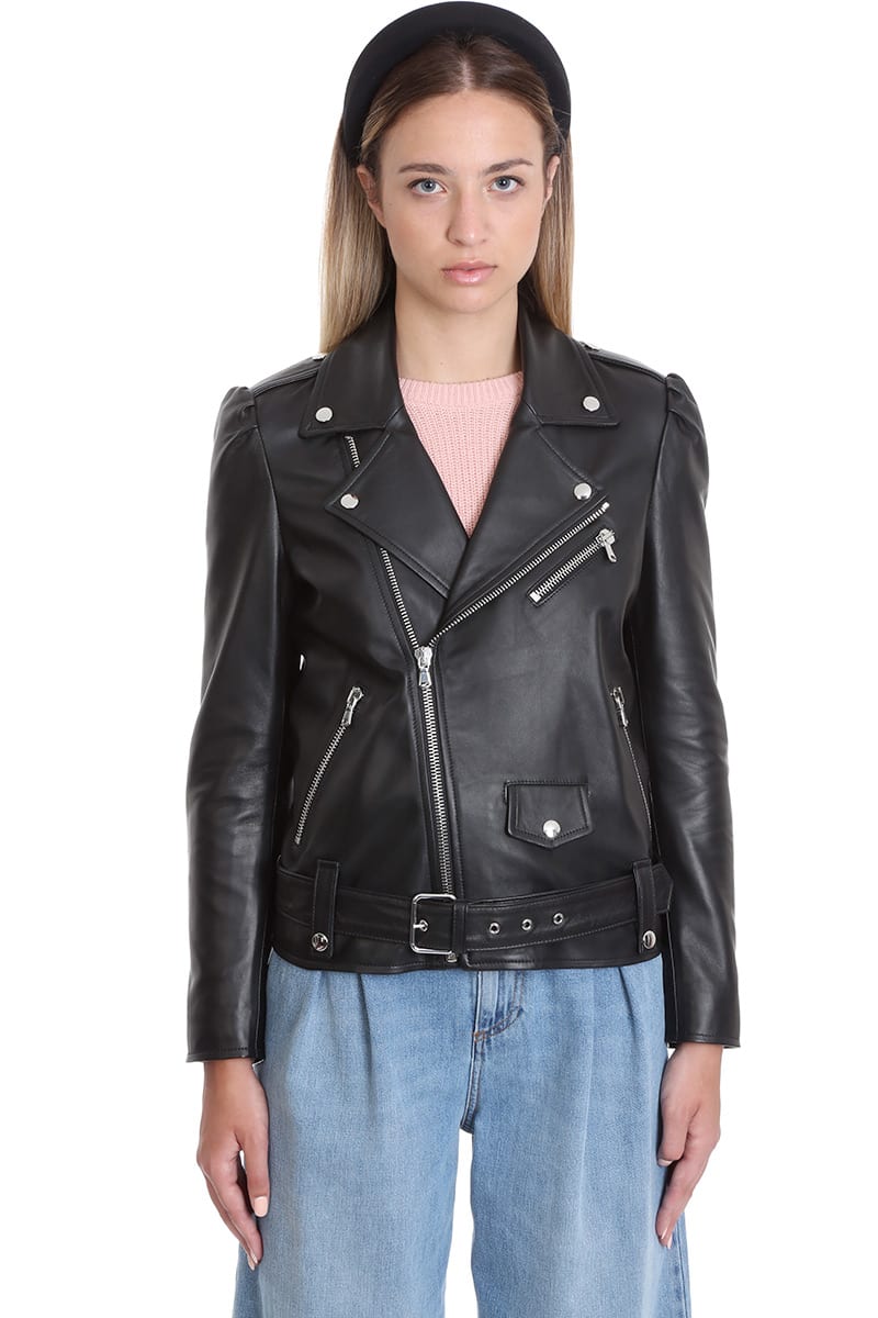 RED VALENTINO LEATHER JACKET IN BLACK LEATHER