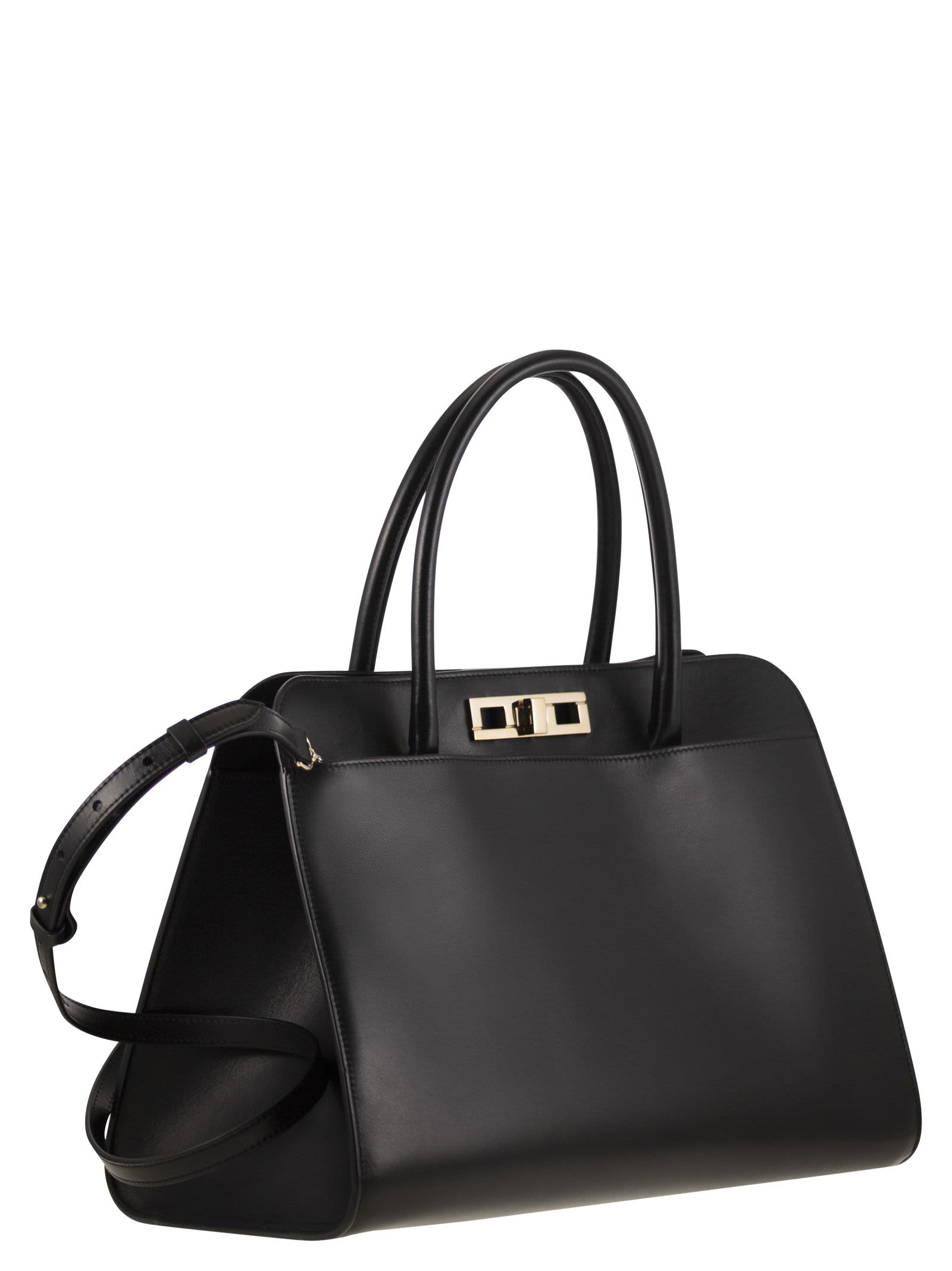 Fabiana Filippi Large Handbag With Metal Accessory In Black