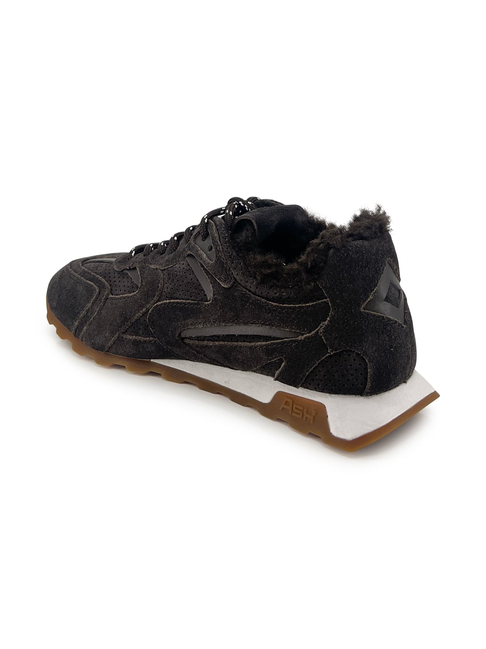 Ash Kasar Fur Suede Sneakers In Black