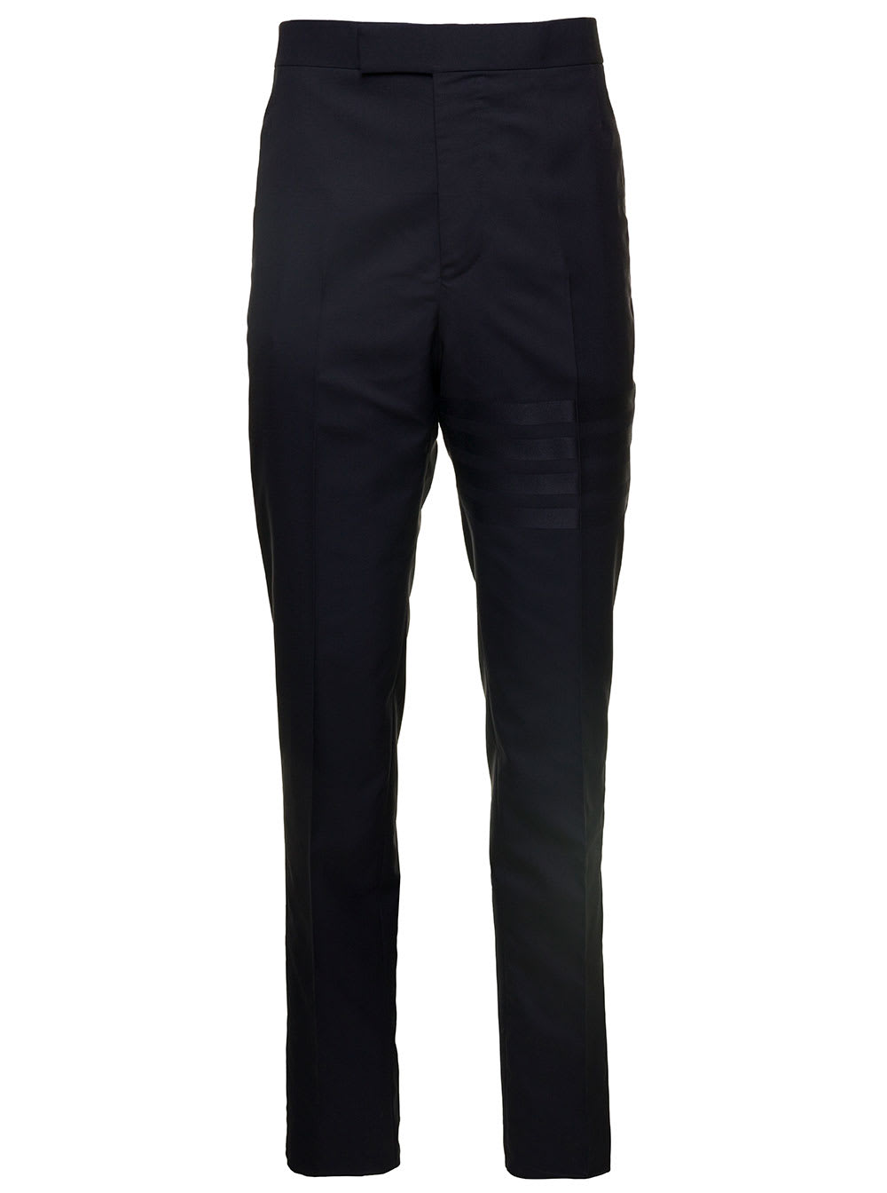 Shop Thom Browne Fit 1 Backstrap Trouser In Engineered 4 Bar Plain Weave Suiting In Navy