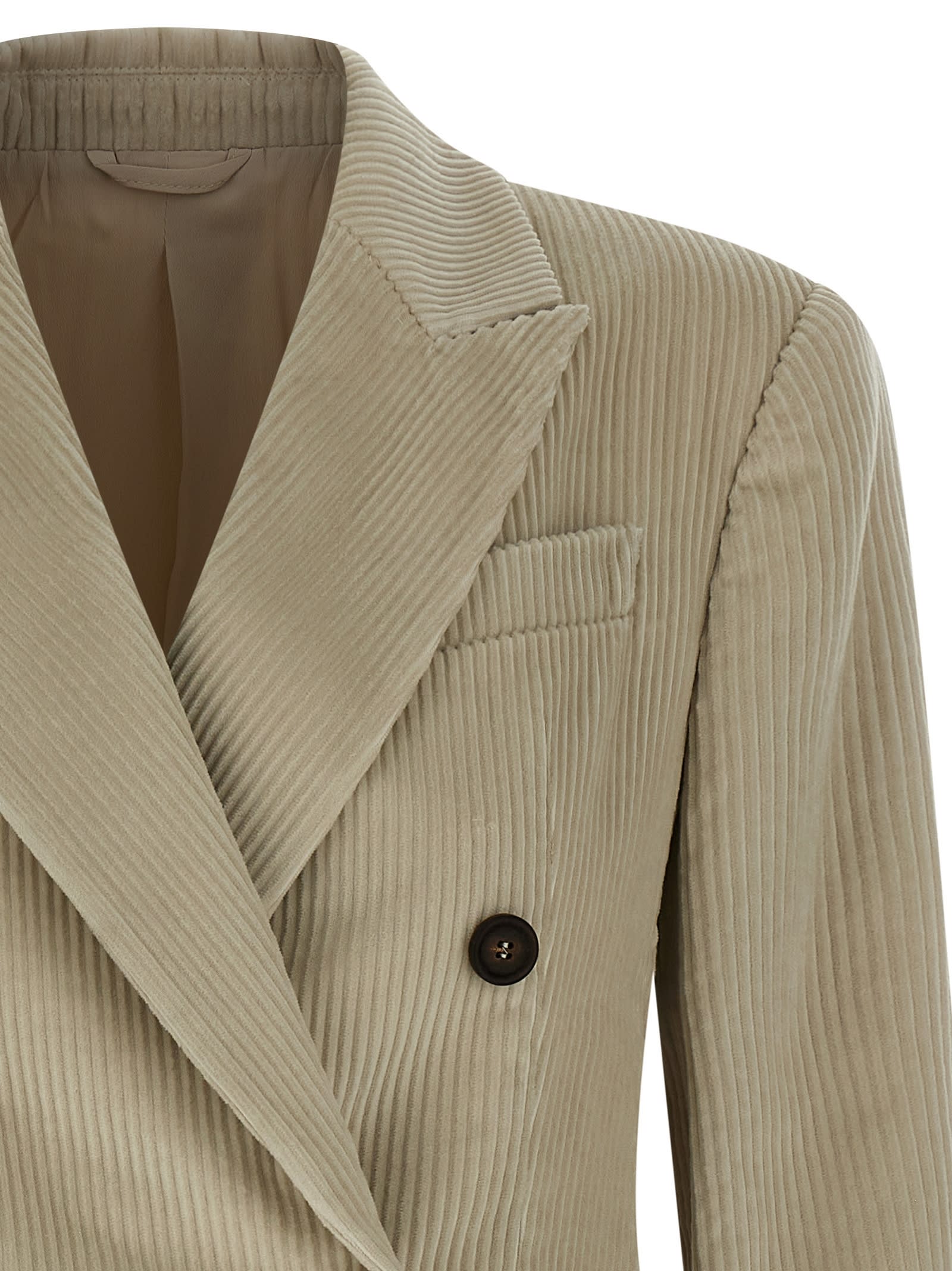 Brunello Cucinelli Corduroy Blazer With Lapel Neckline In Multi